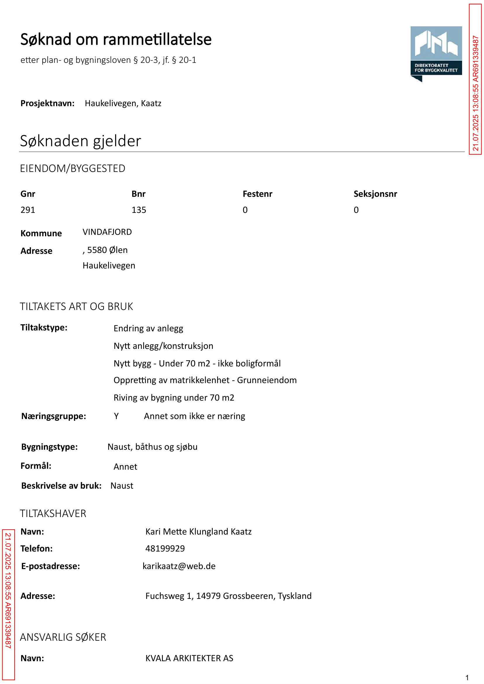 Søknad om rammetillatelse