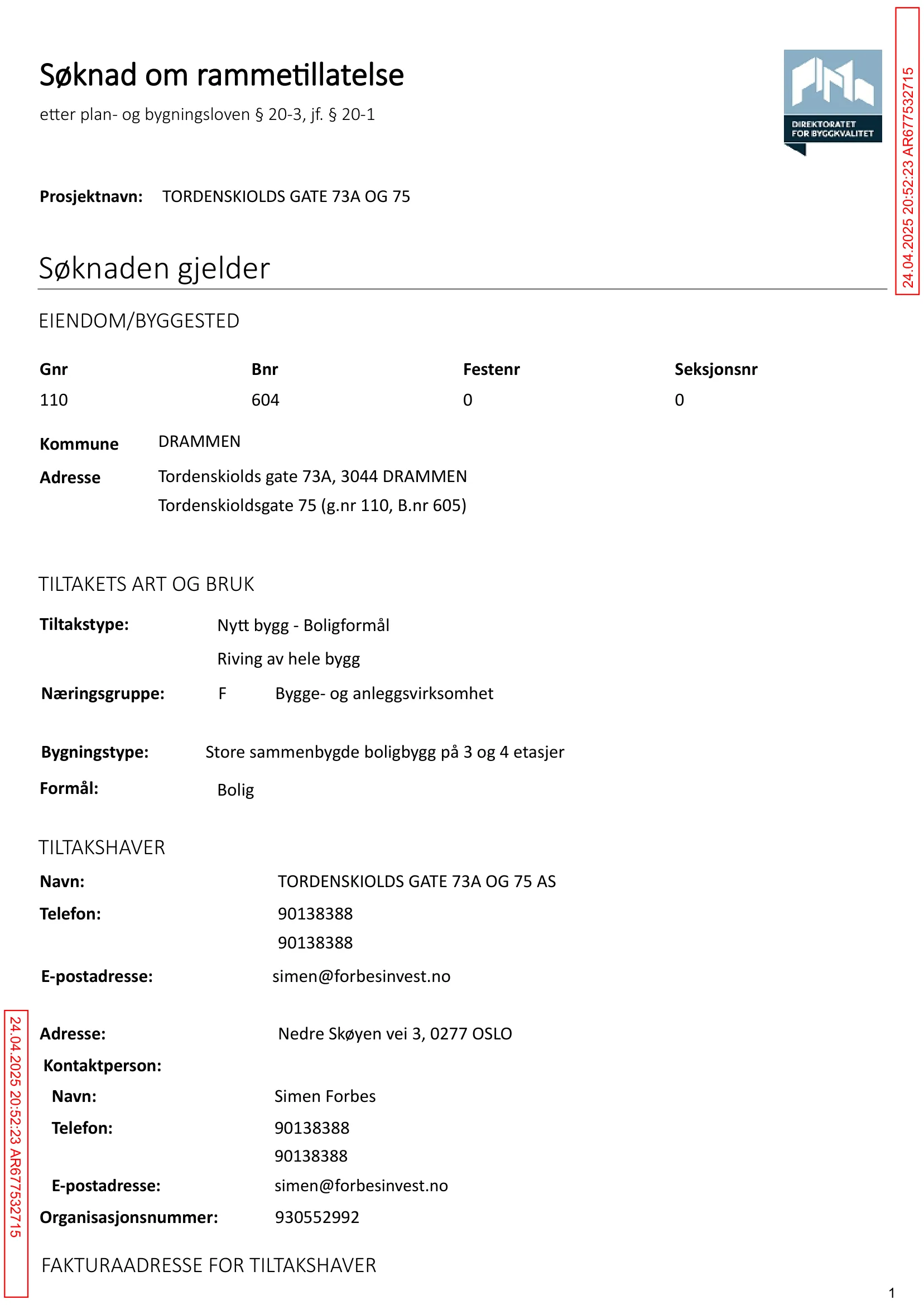 Søknad om rammetillatelse