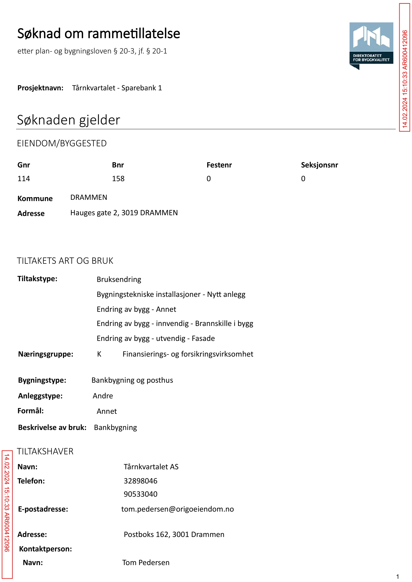 Søknad om rammetillatelse