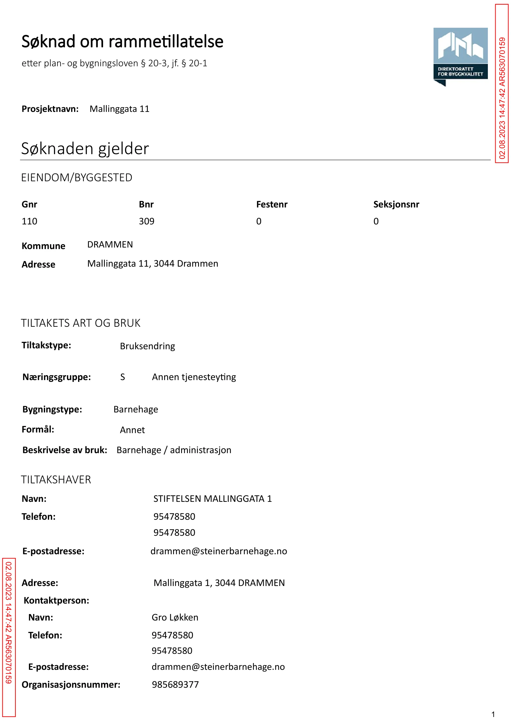 Søknad om rammetillatelse