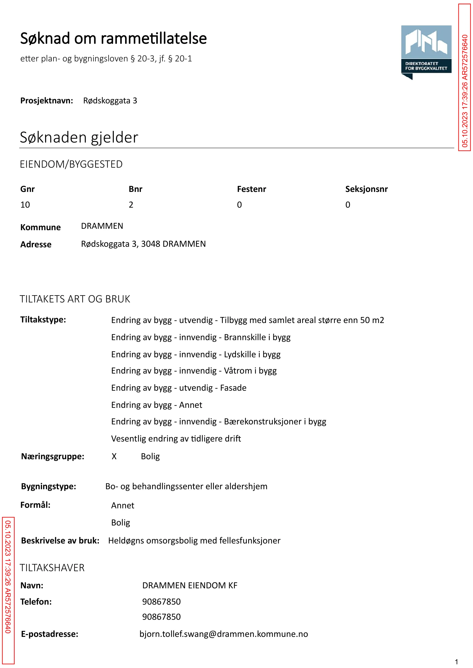Søknad om rammetillatelse