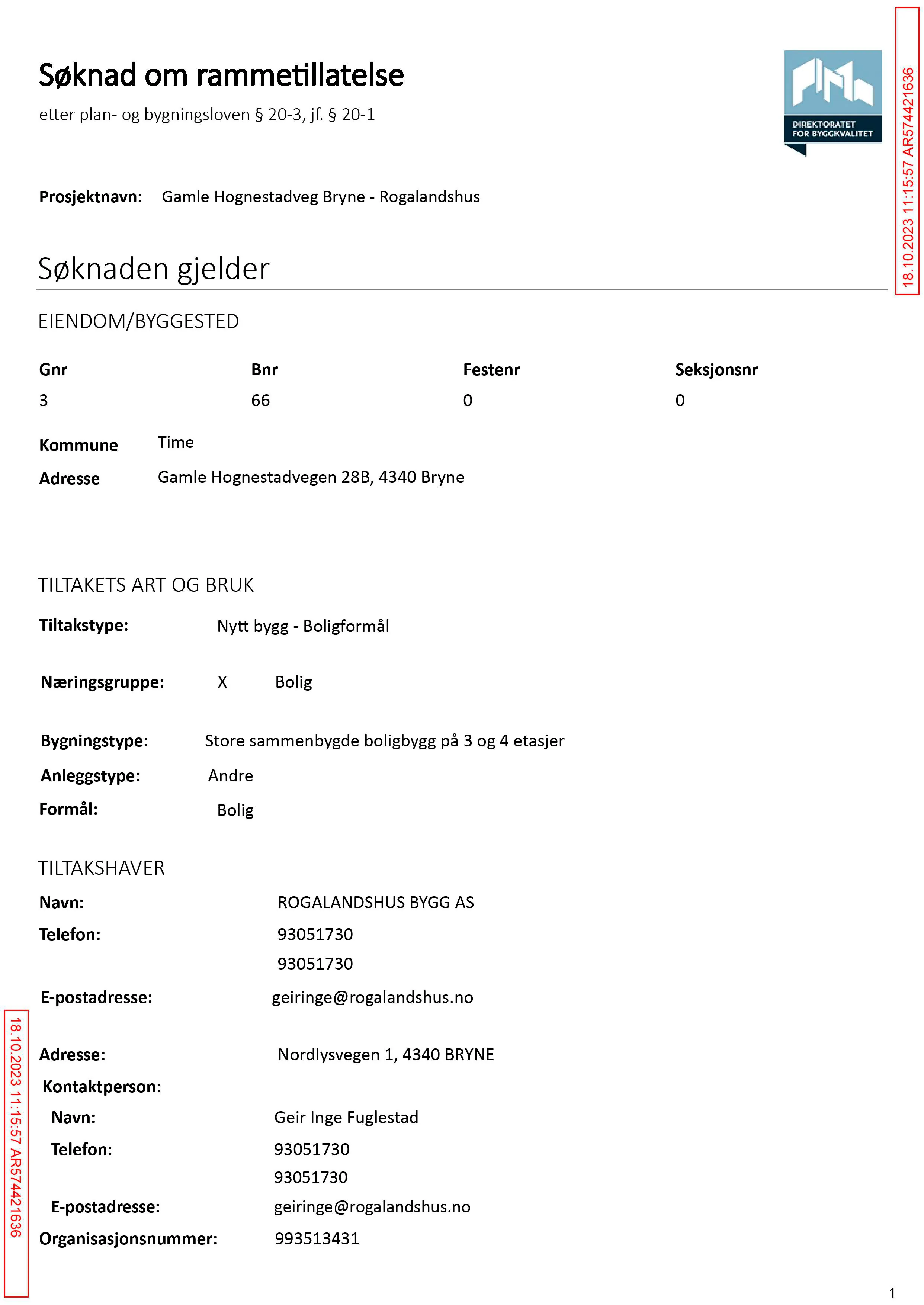 Søknad om rammetillatelse