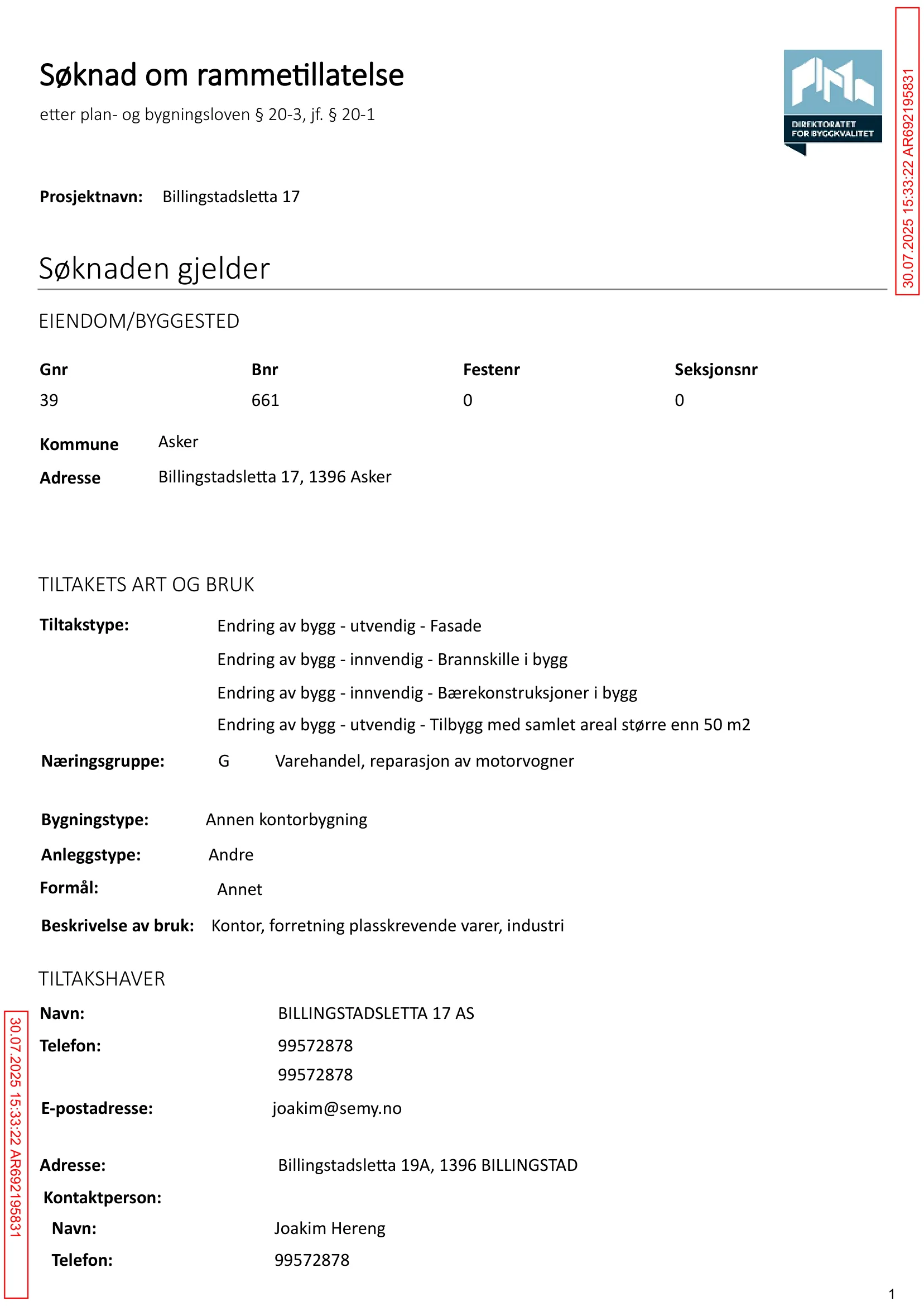 Søknad om rammetillatelse