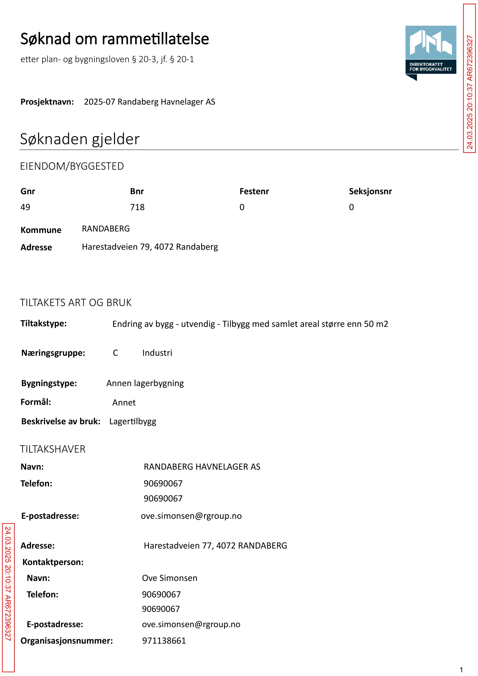 Søknad om rammetillatelse