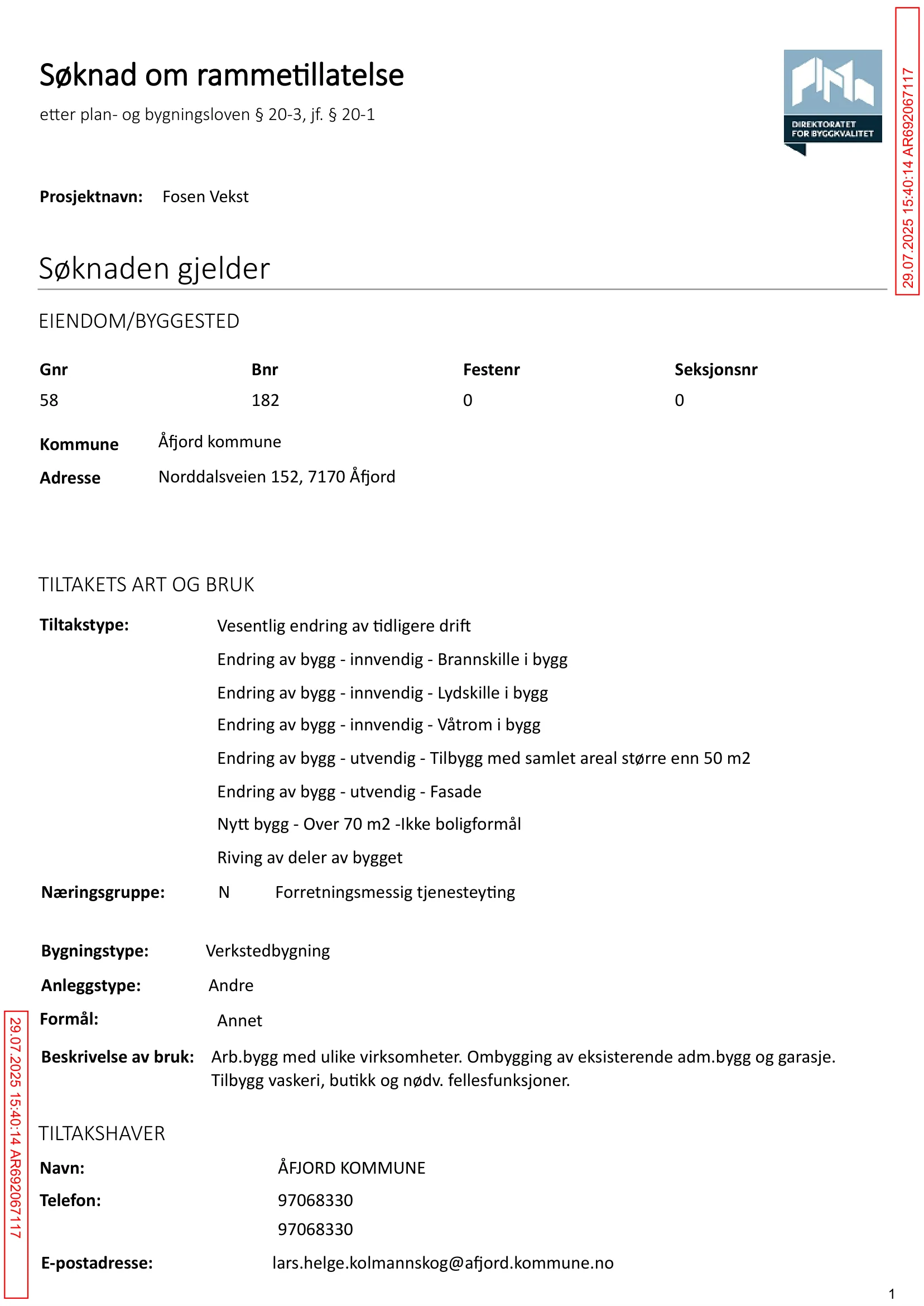 Søknad om rammetillatelse