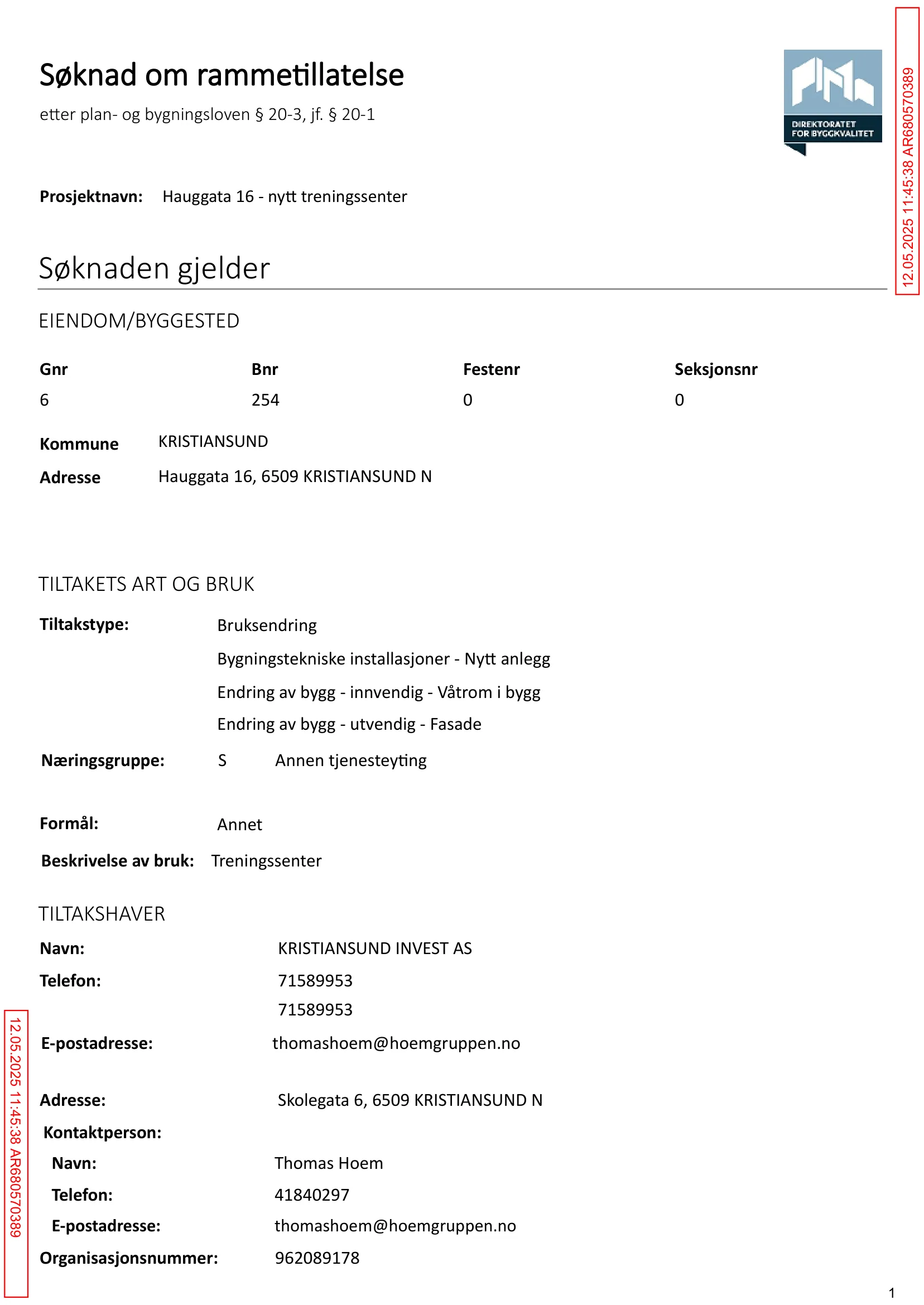 Søknad om rammetillatelse