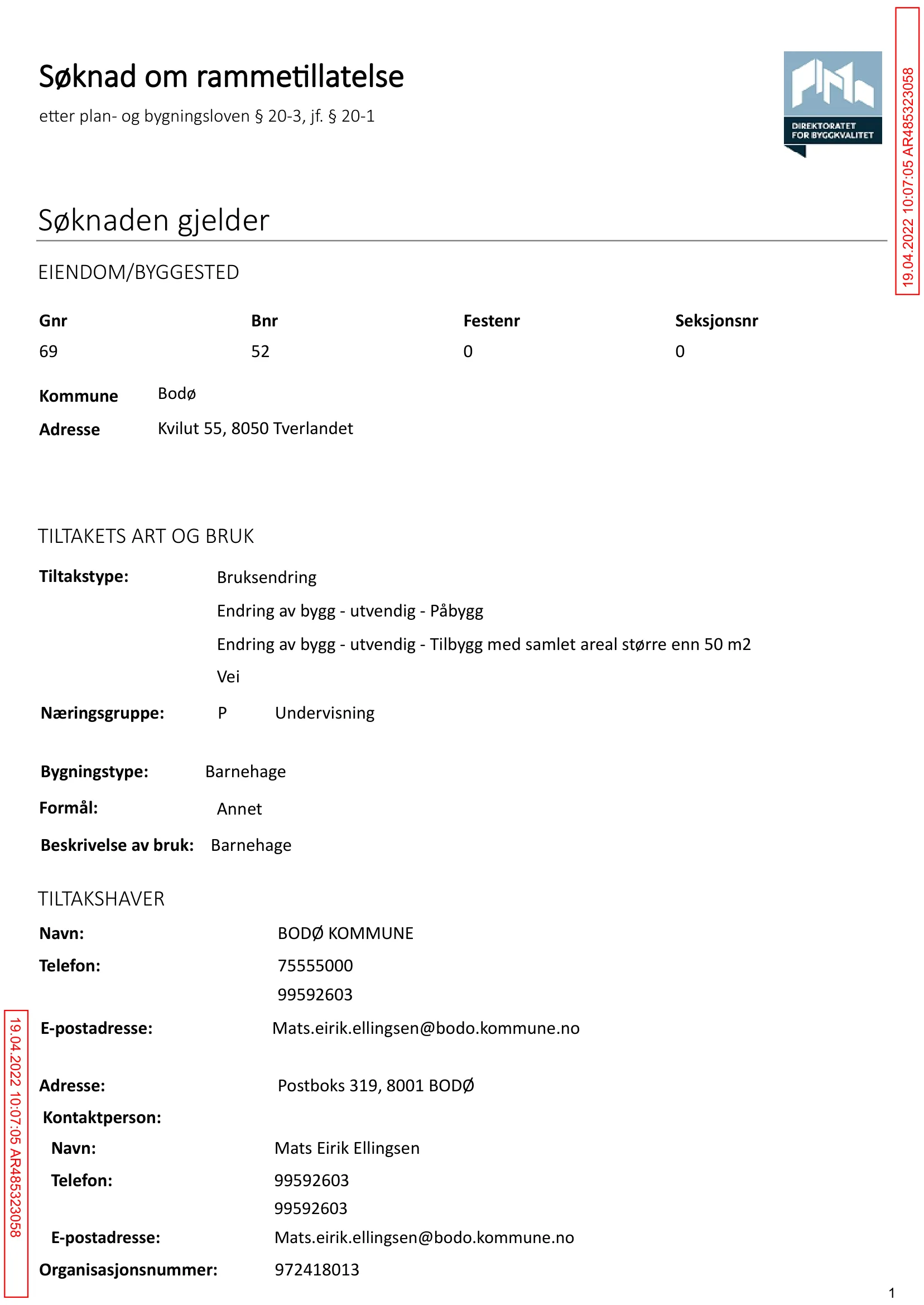 Søknad om rammetillatelse