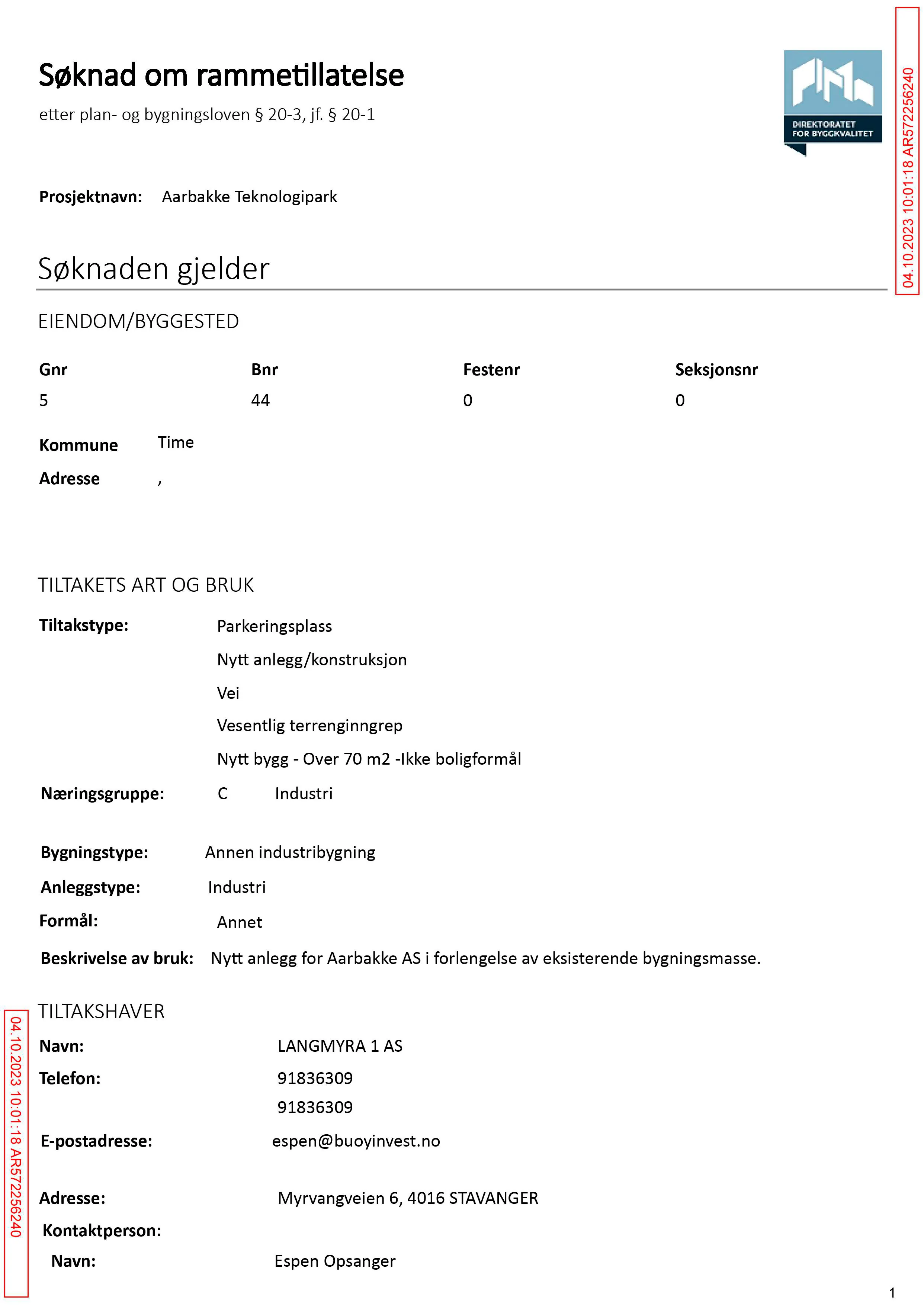 Søknad om rammetillatelse