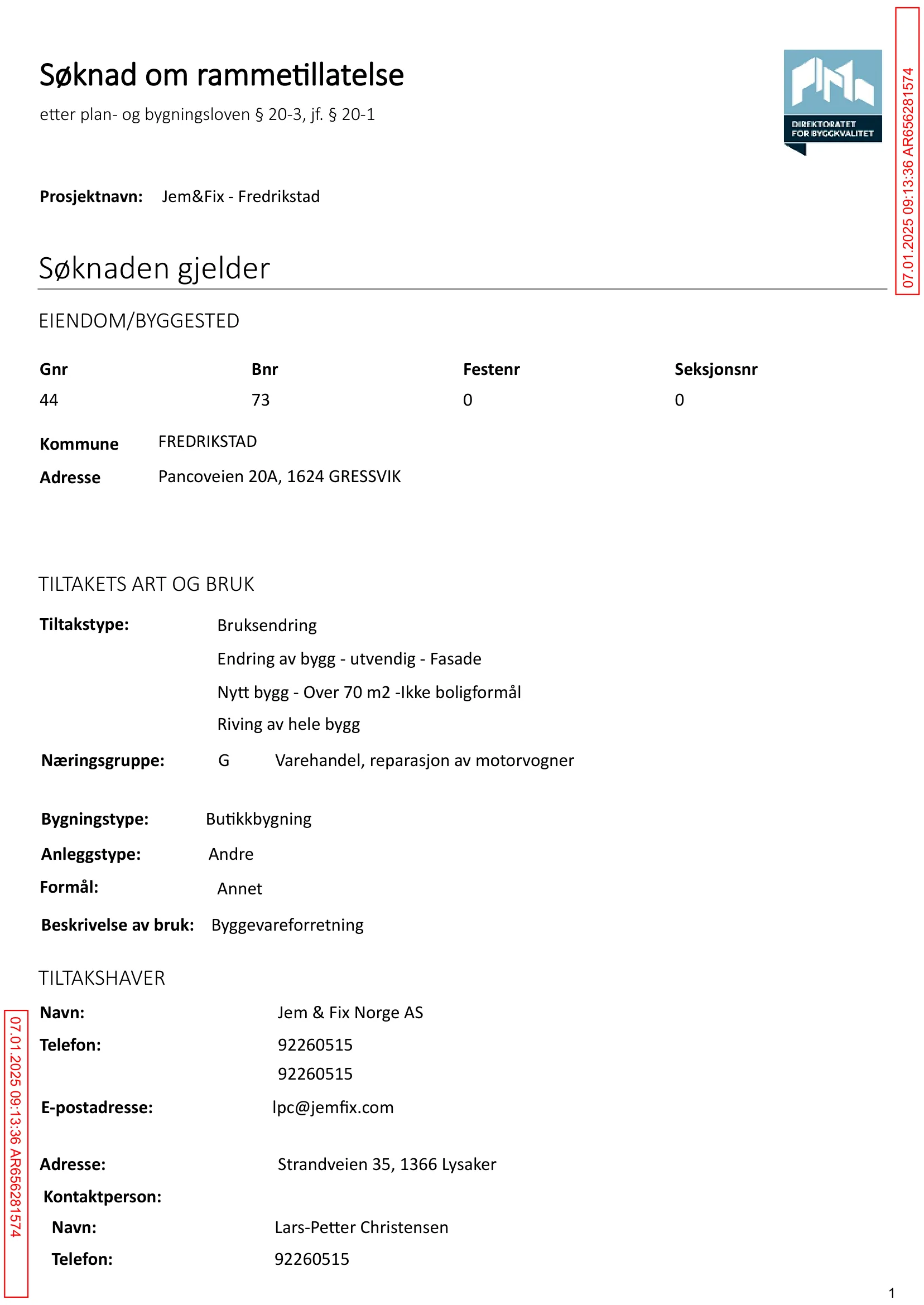 Søknad om rammetillatelse