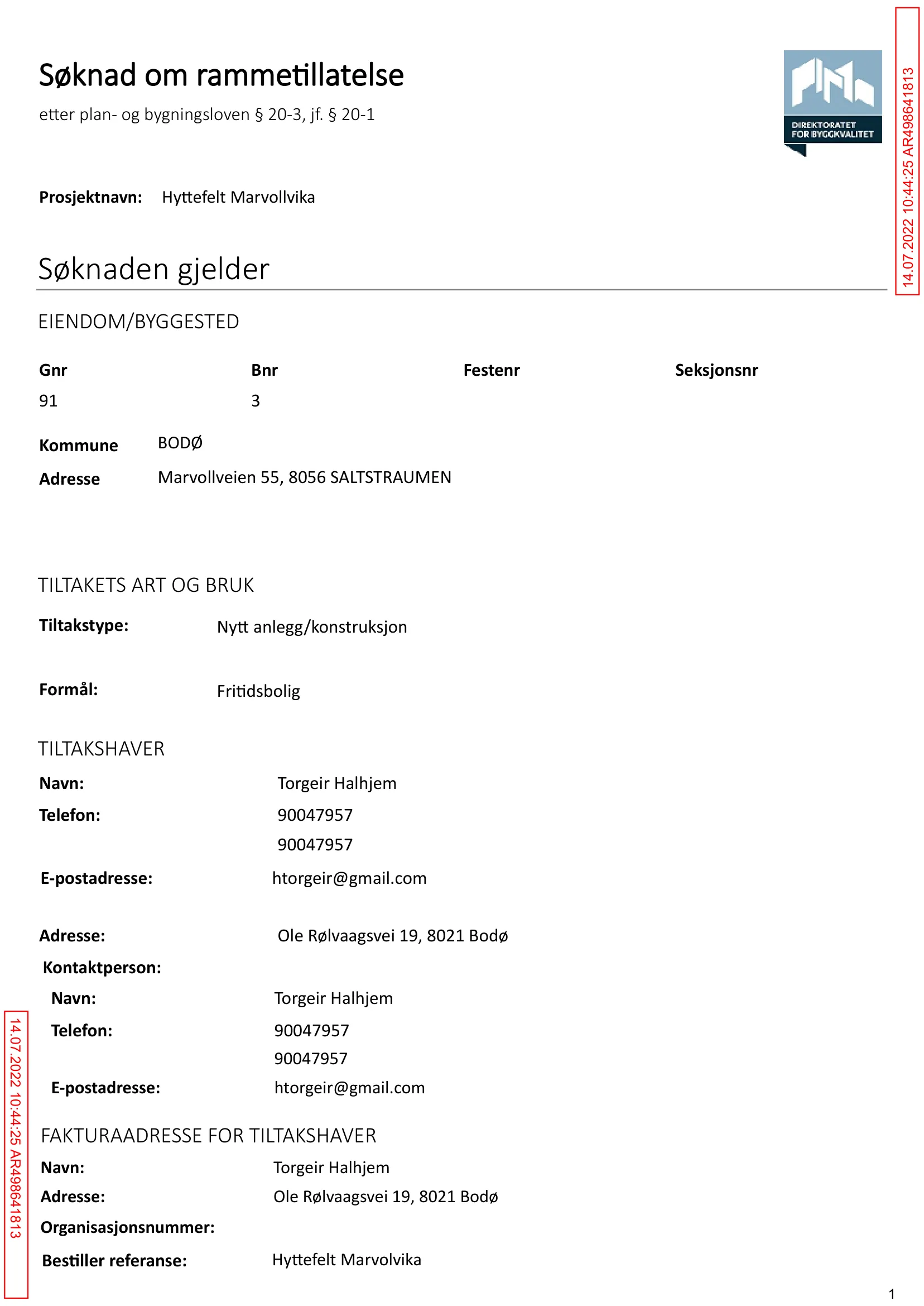 Søknad om rammetillatelse