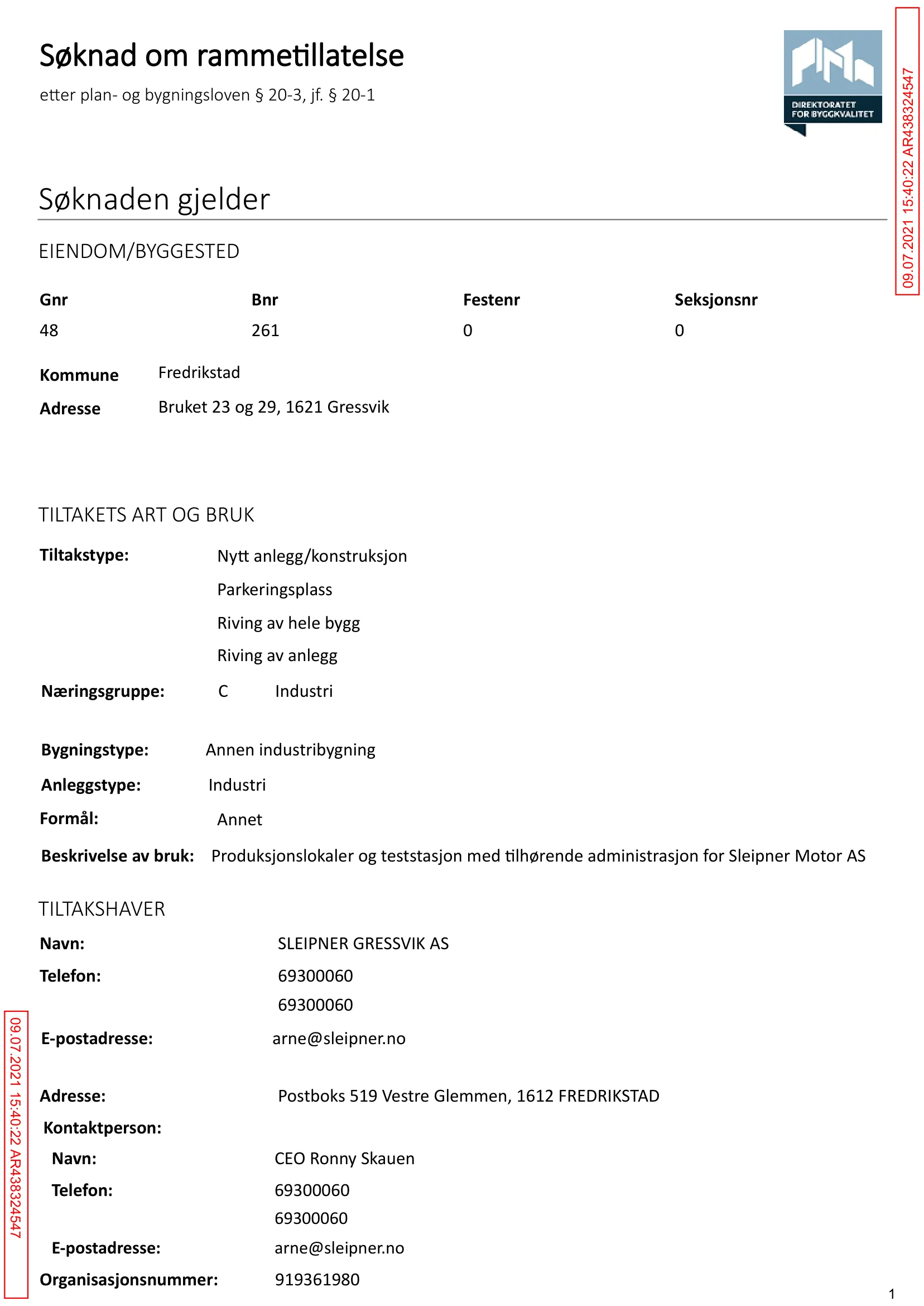 Søknad om rammetillatelse