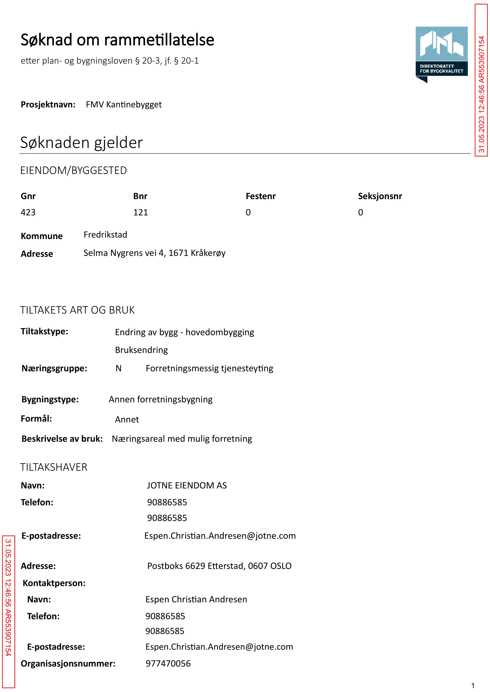 Søknad om rammetillatelse