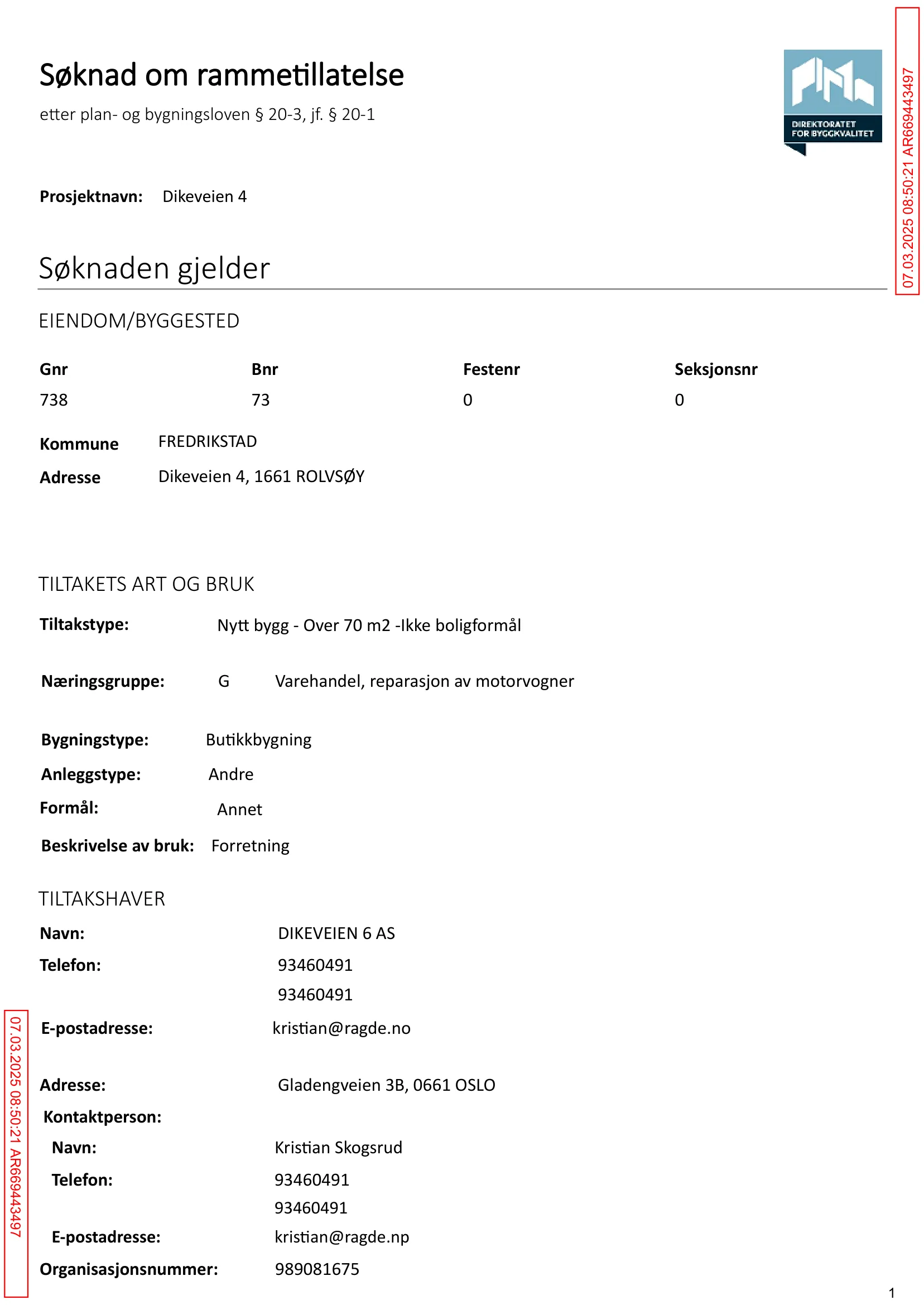 Søknad om rammetillatelse