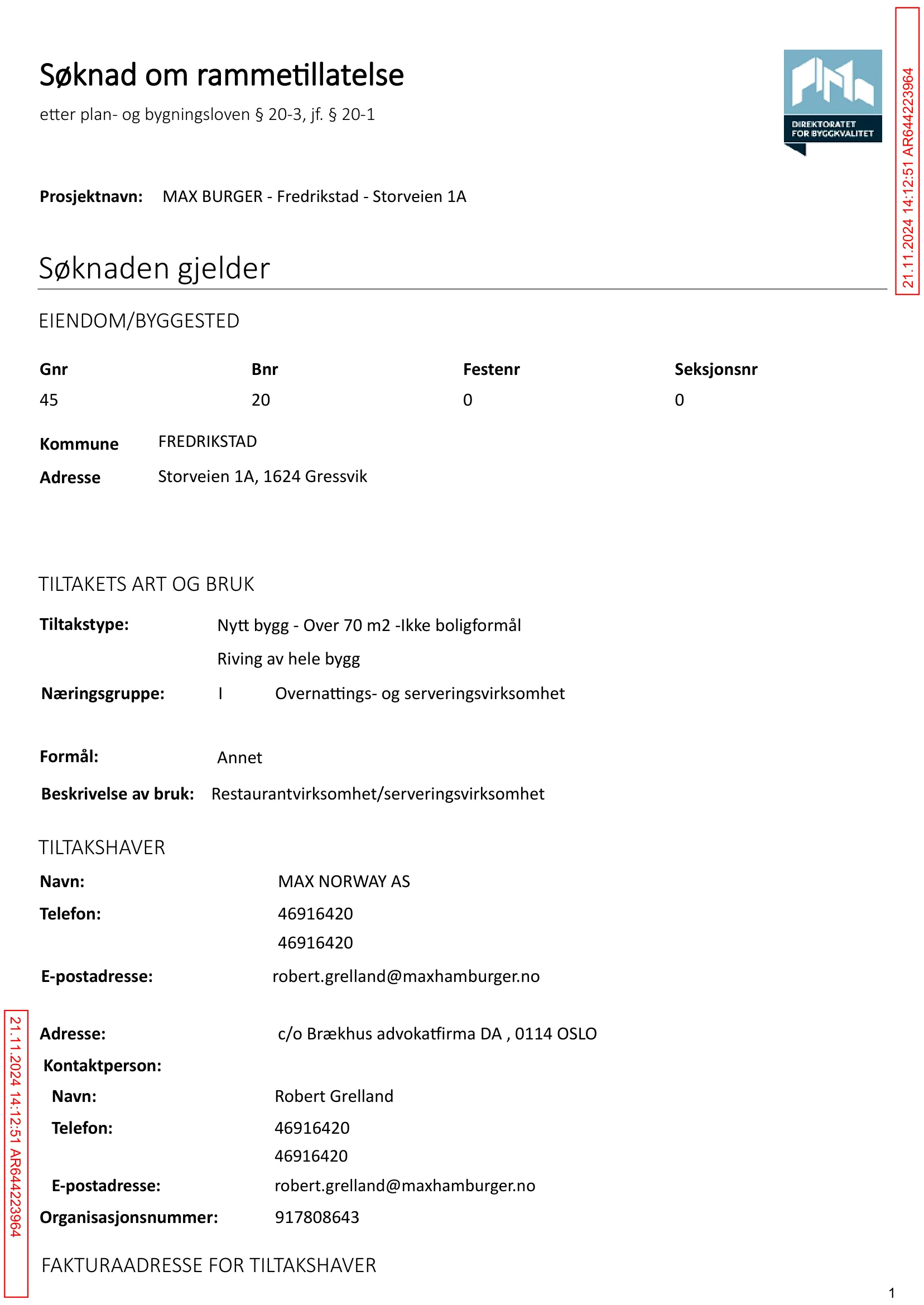 Søknad om rammetillatelse