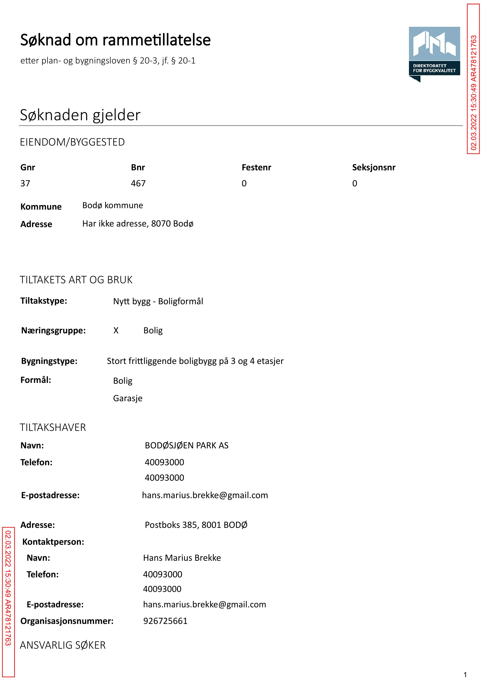 Søknad om rammetillatelse