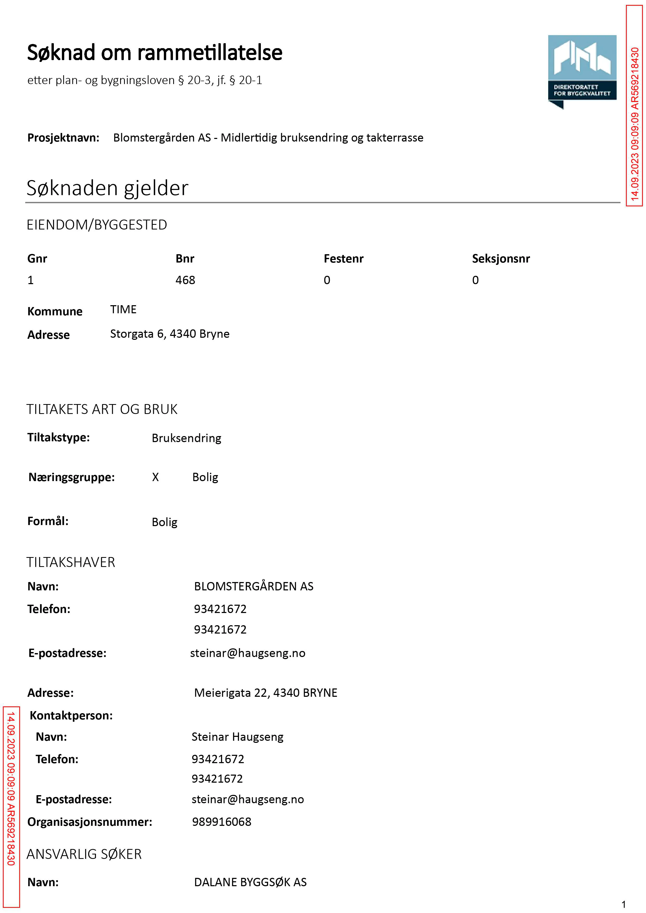 Søknad om rammetillatelse