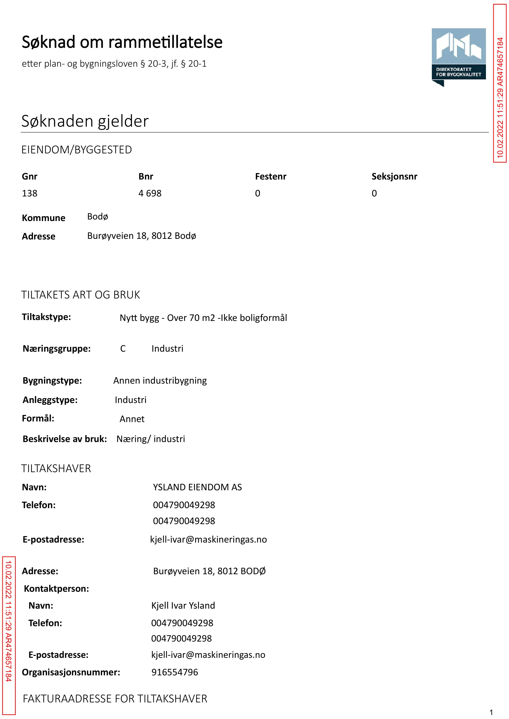 Søknad om rammetillatelse