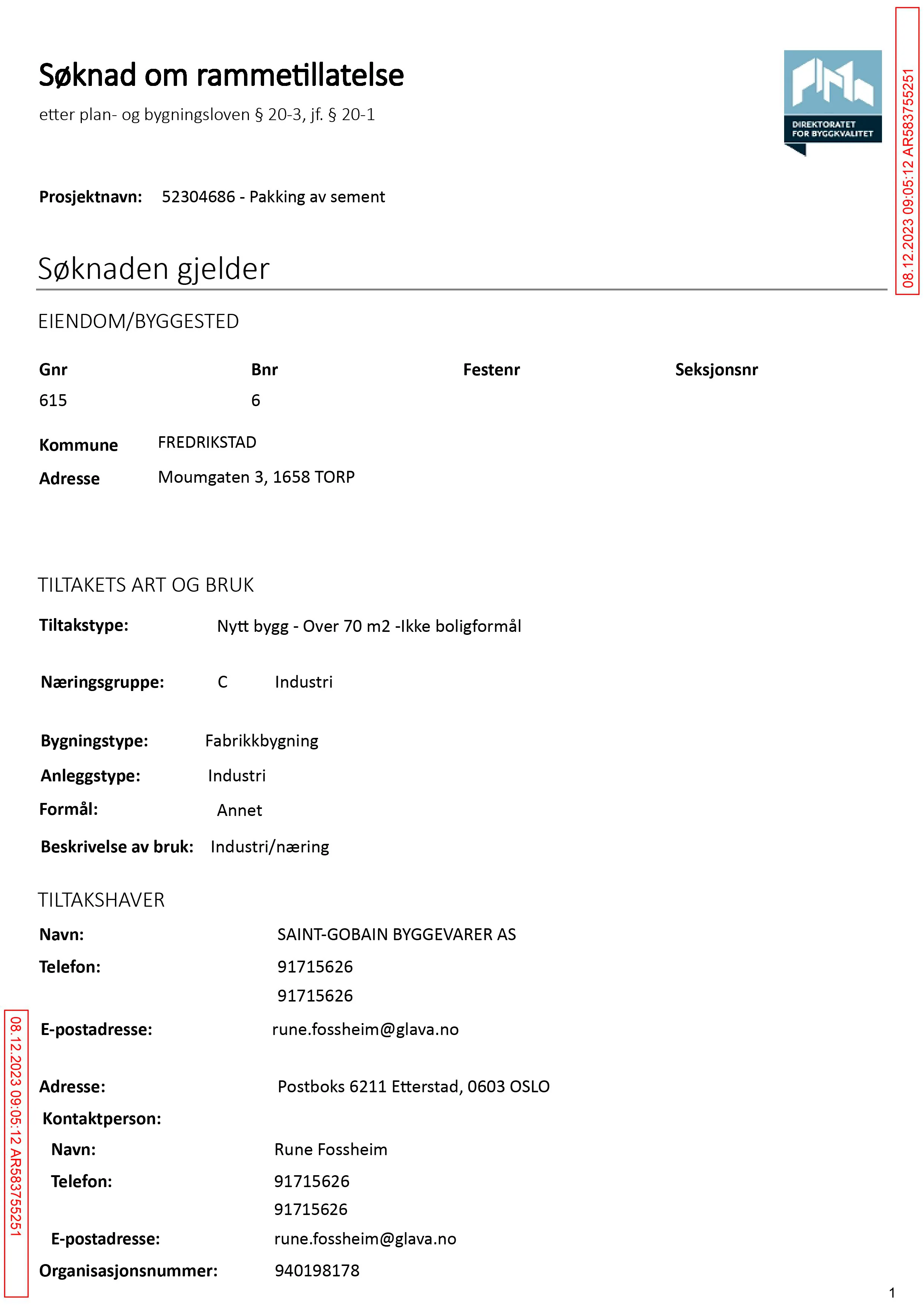 Søknad om rammetillatelse