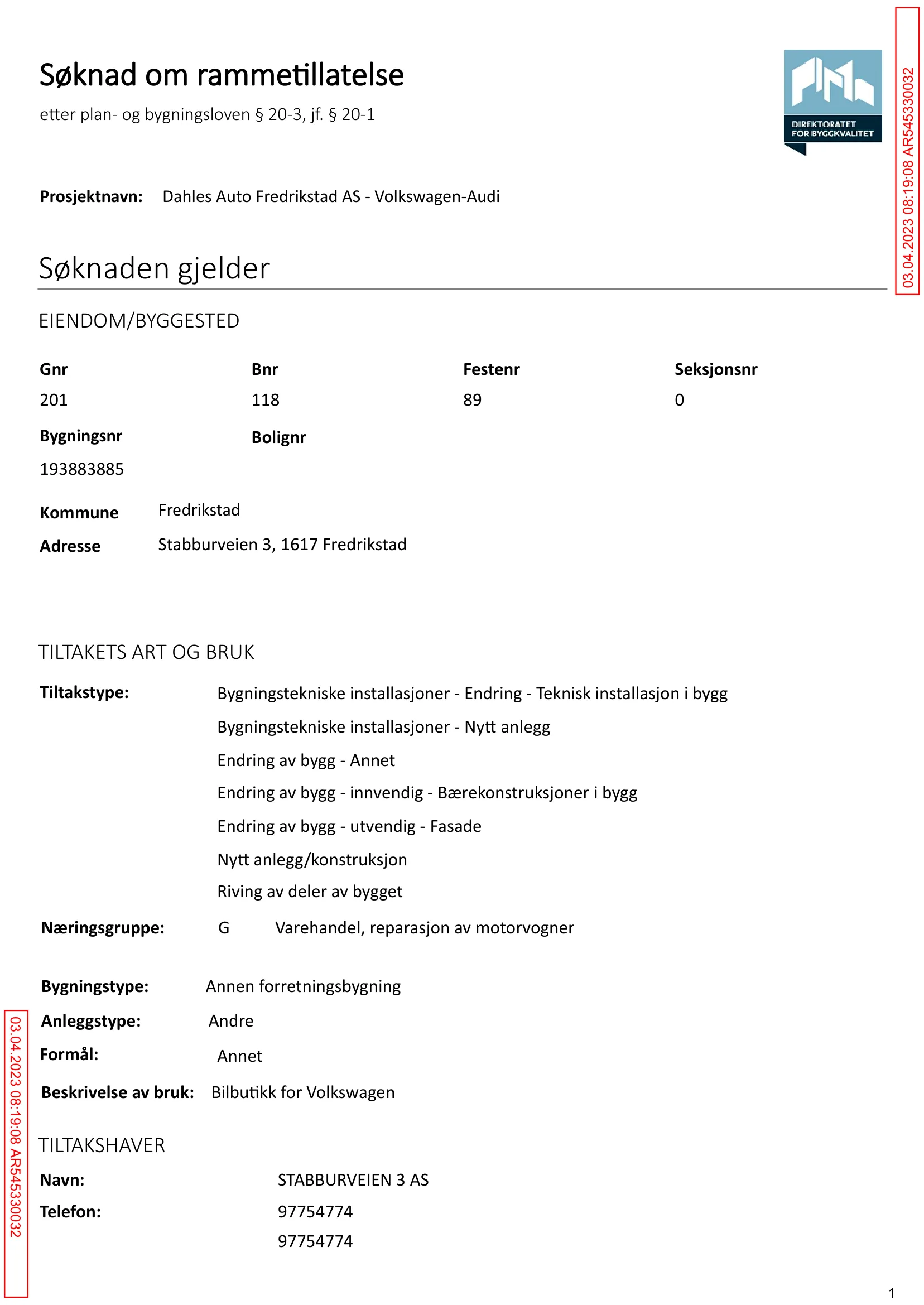 Søknad om rammetillatelse
