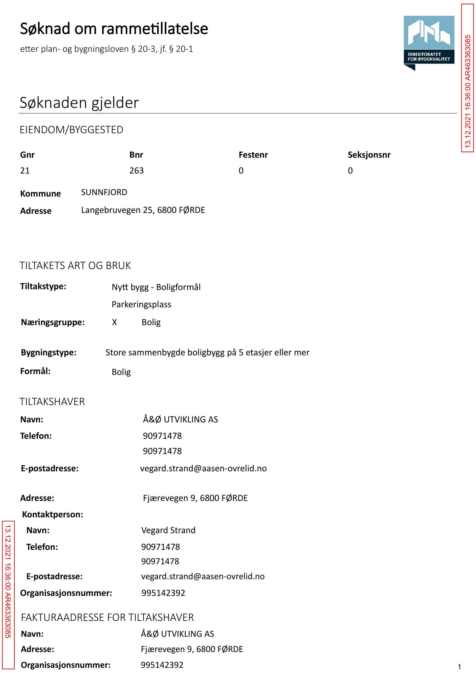 Søknad om rammetillatelse