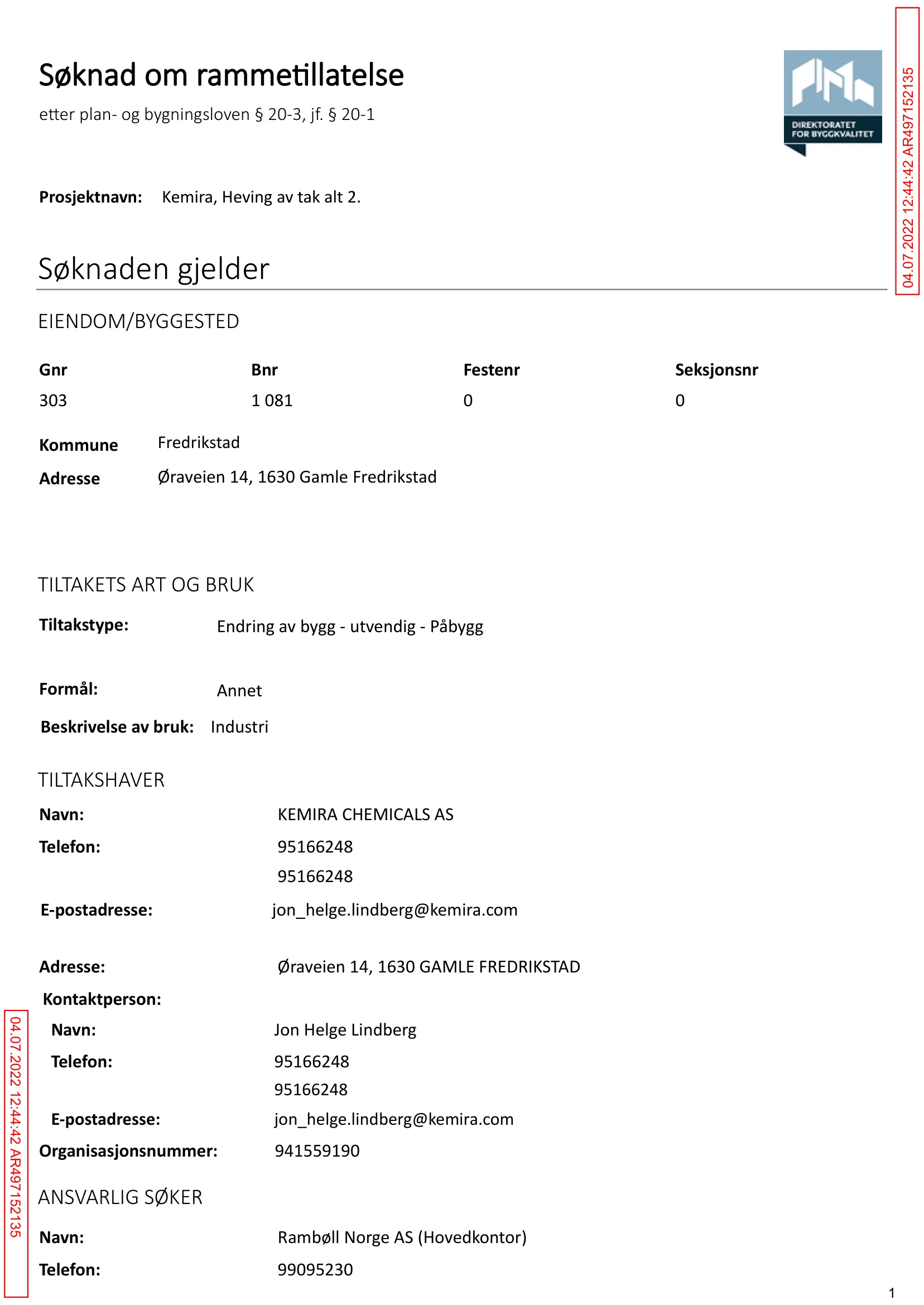 Søknad om rammetillatelse