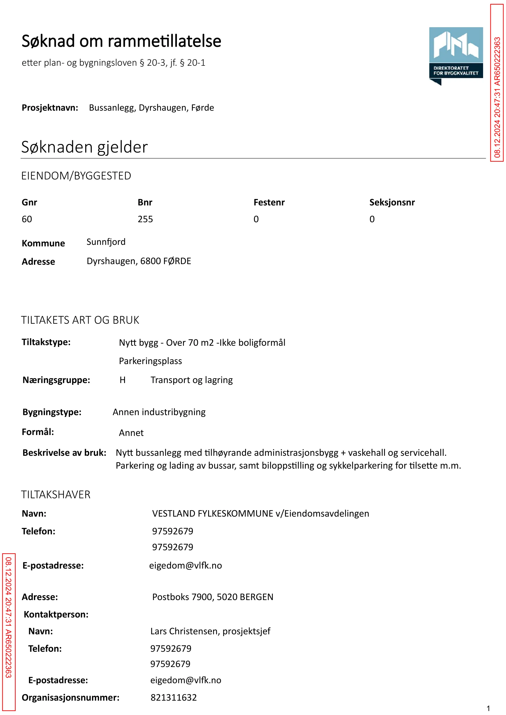 Søknad om rammetillatelse