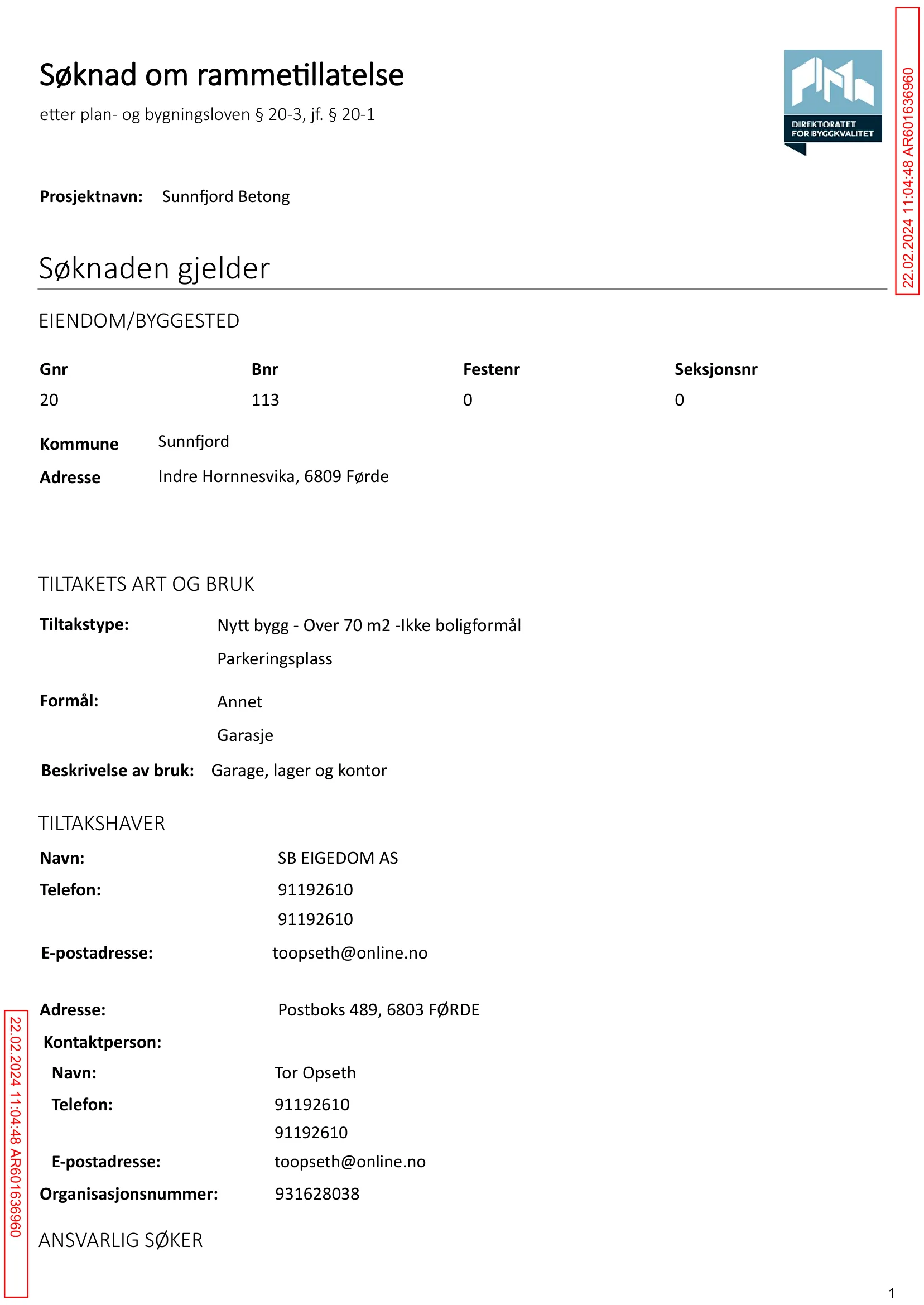 Søknad om rammetillatelse