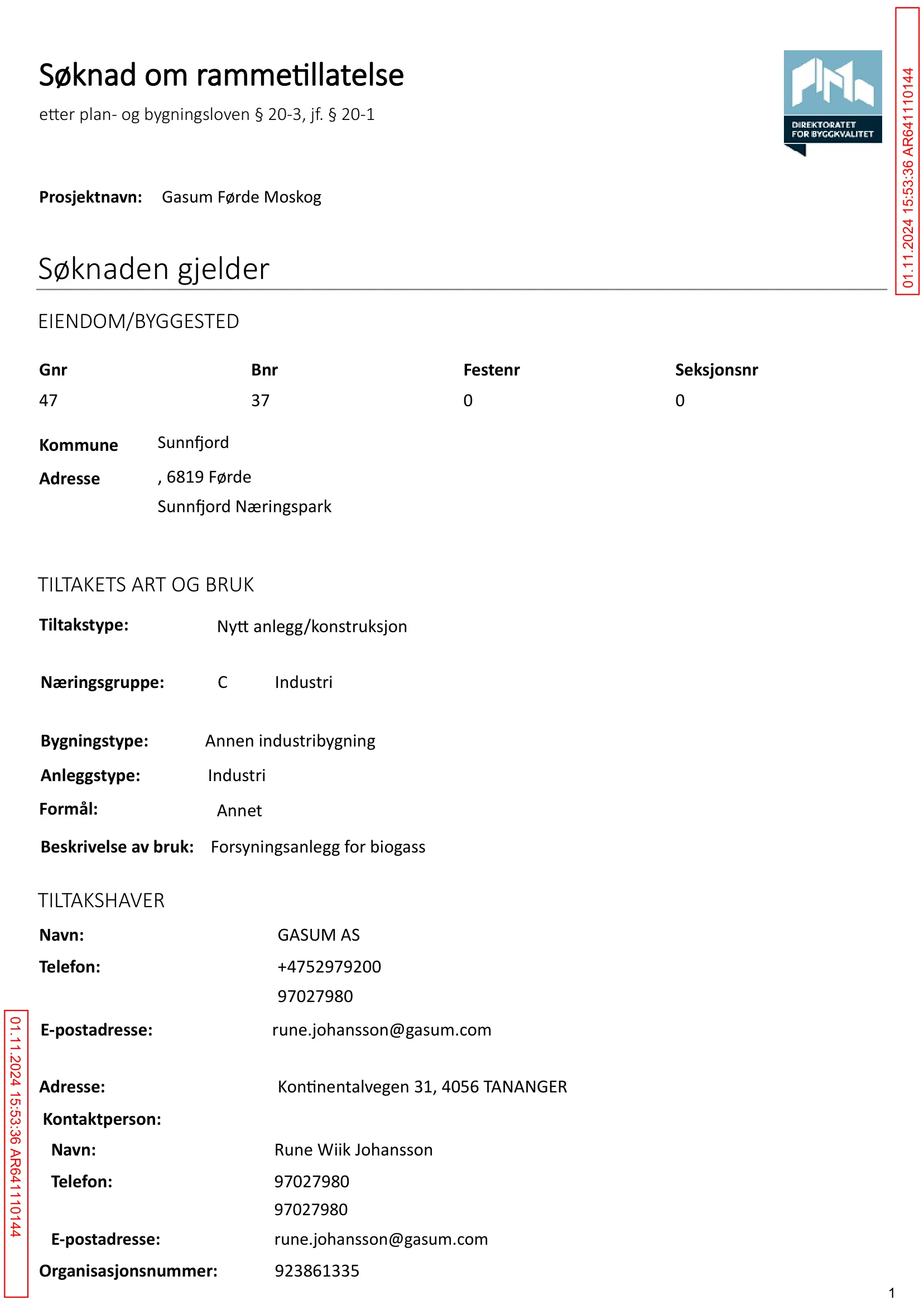 Søknad om rammetillatelse