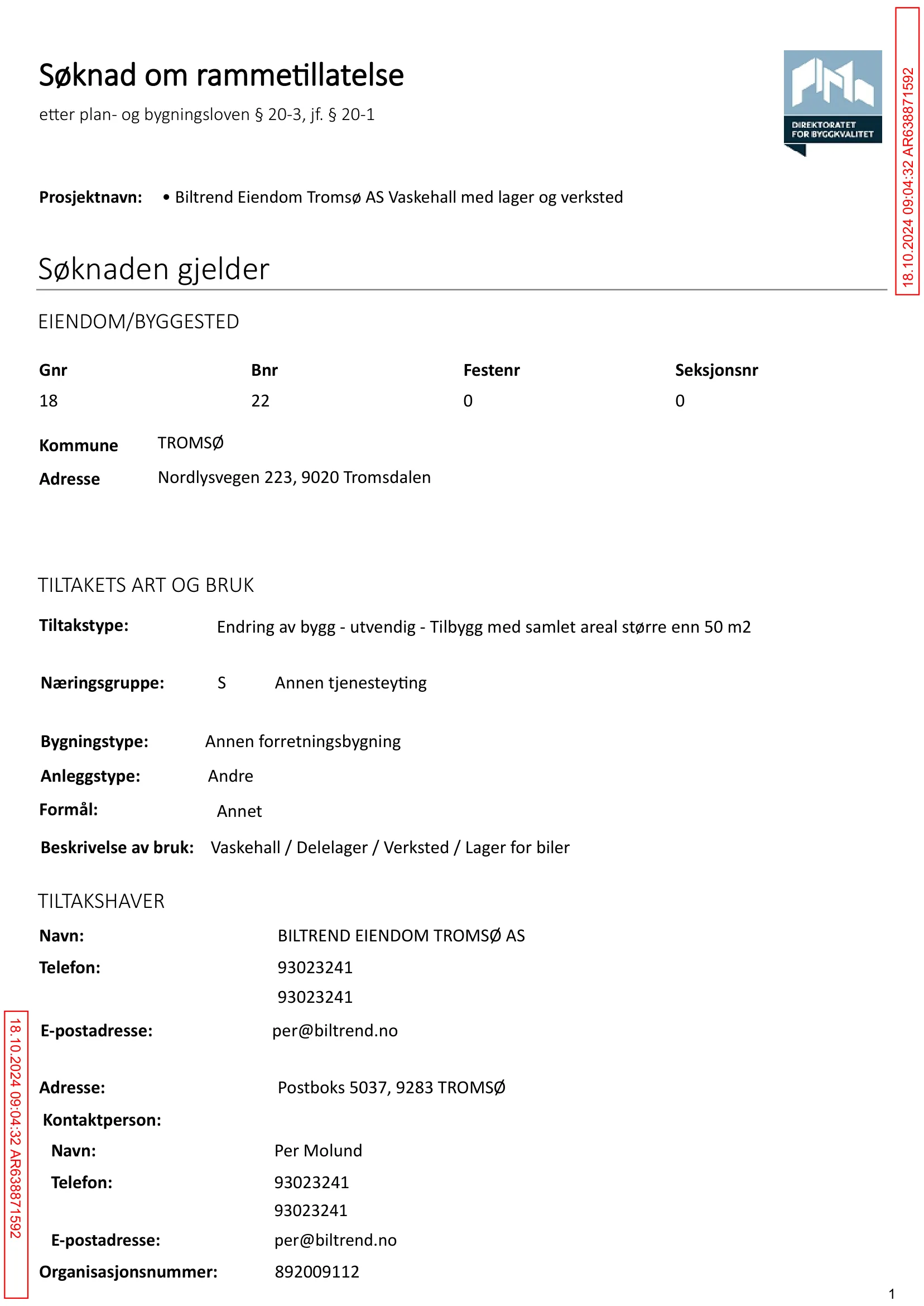 Søknad om rammetillatelse