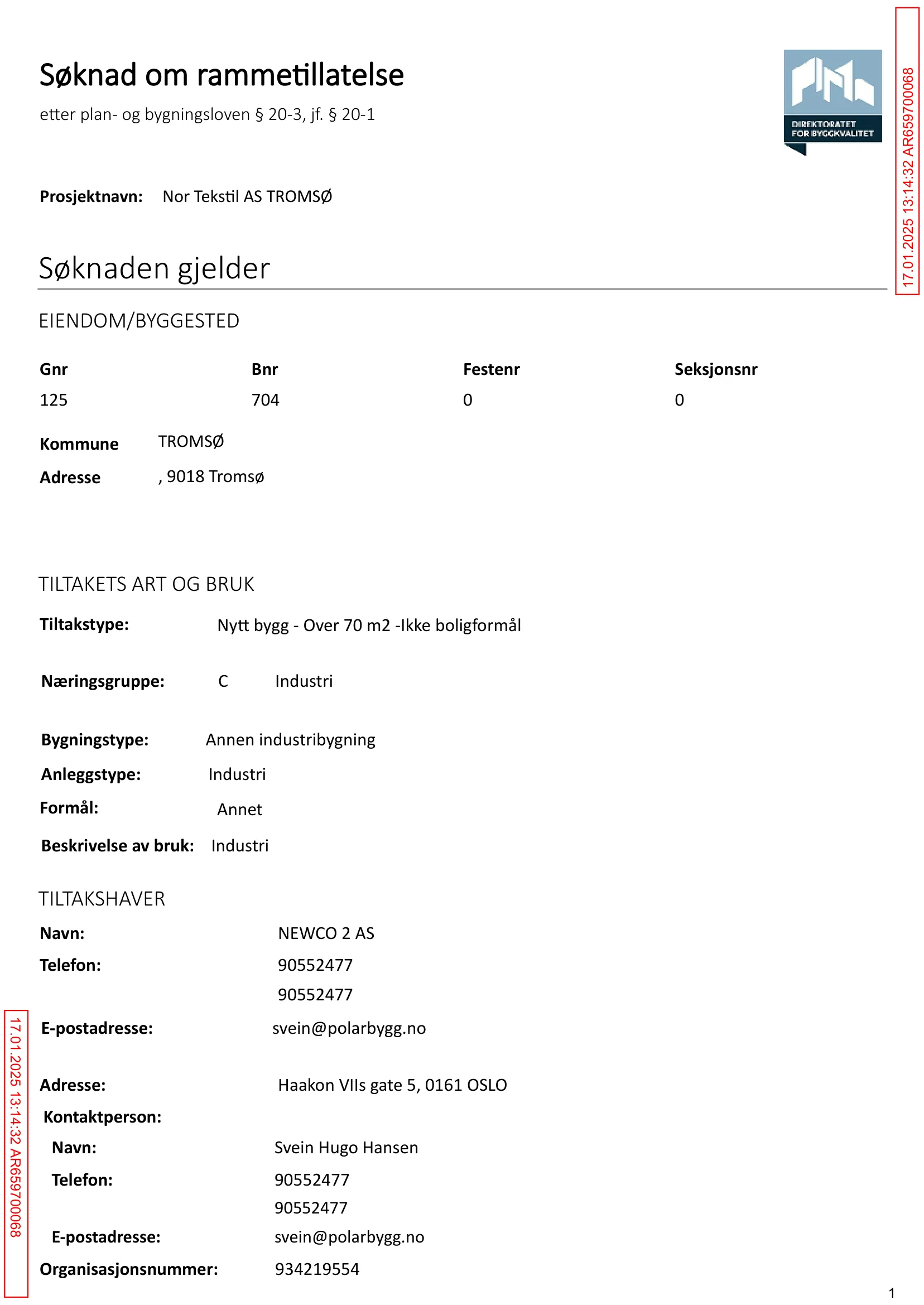 Søknad om rammetillatelse