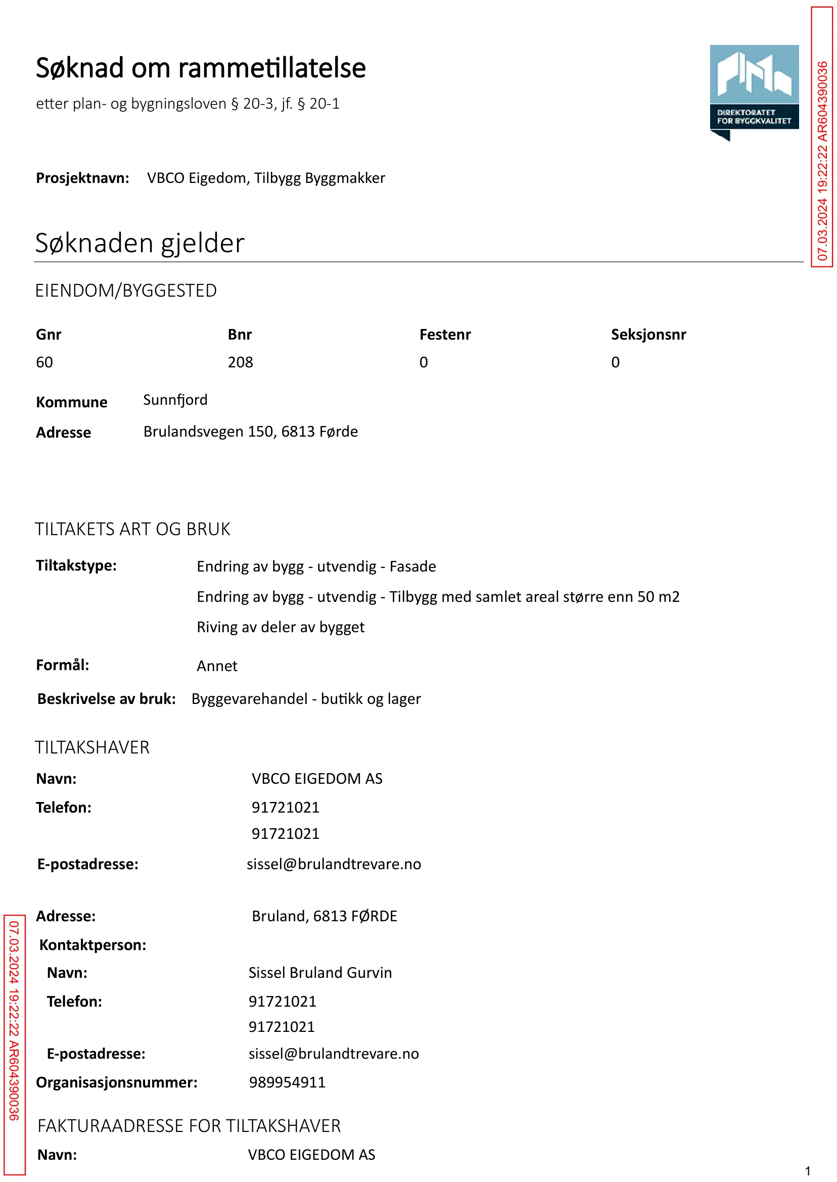 Søknad om rammetillatelse