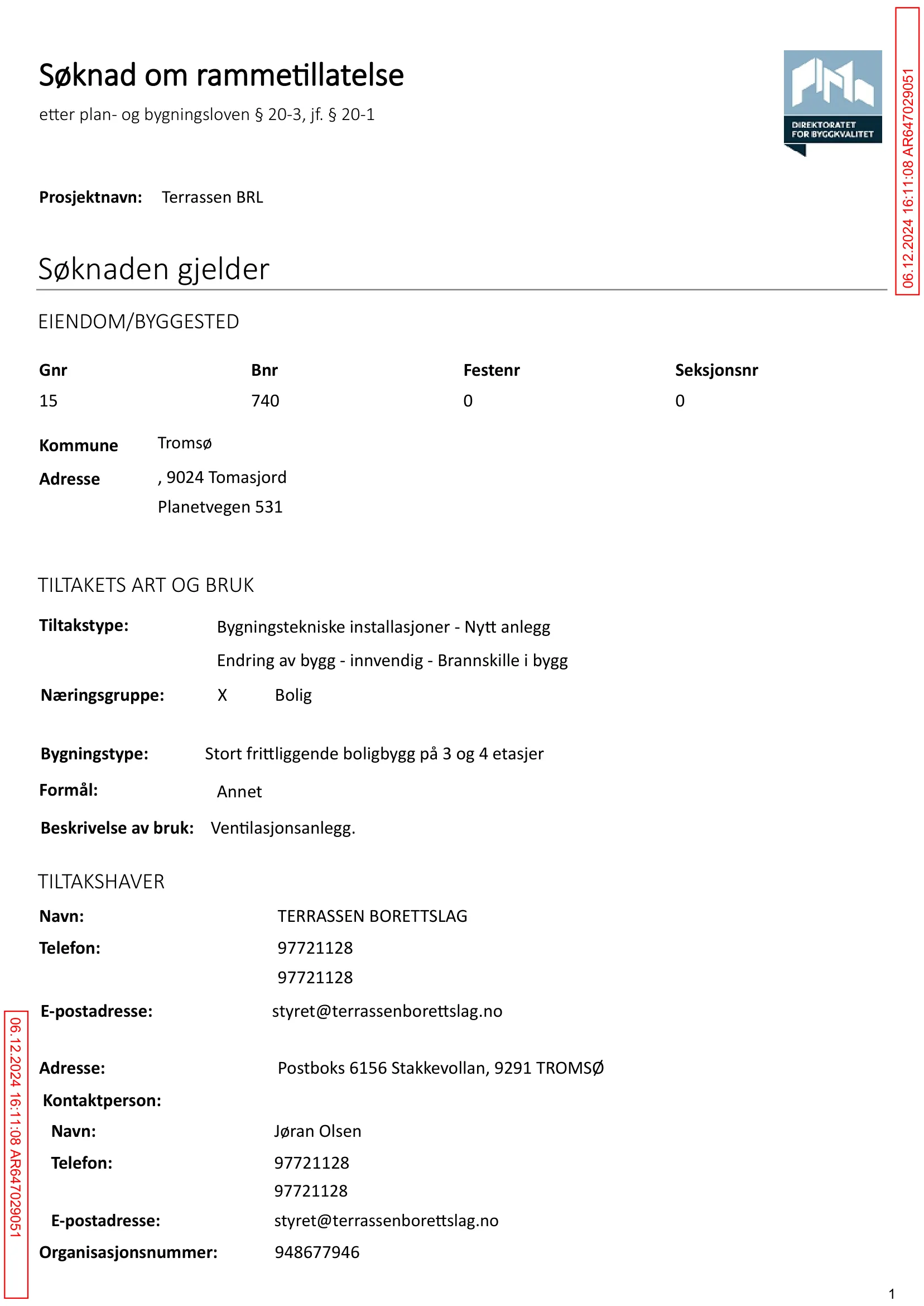 Søknad om rammetillatelse