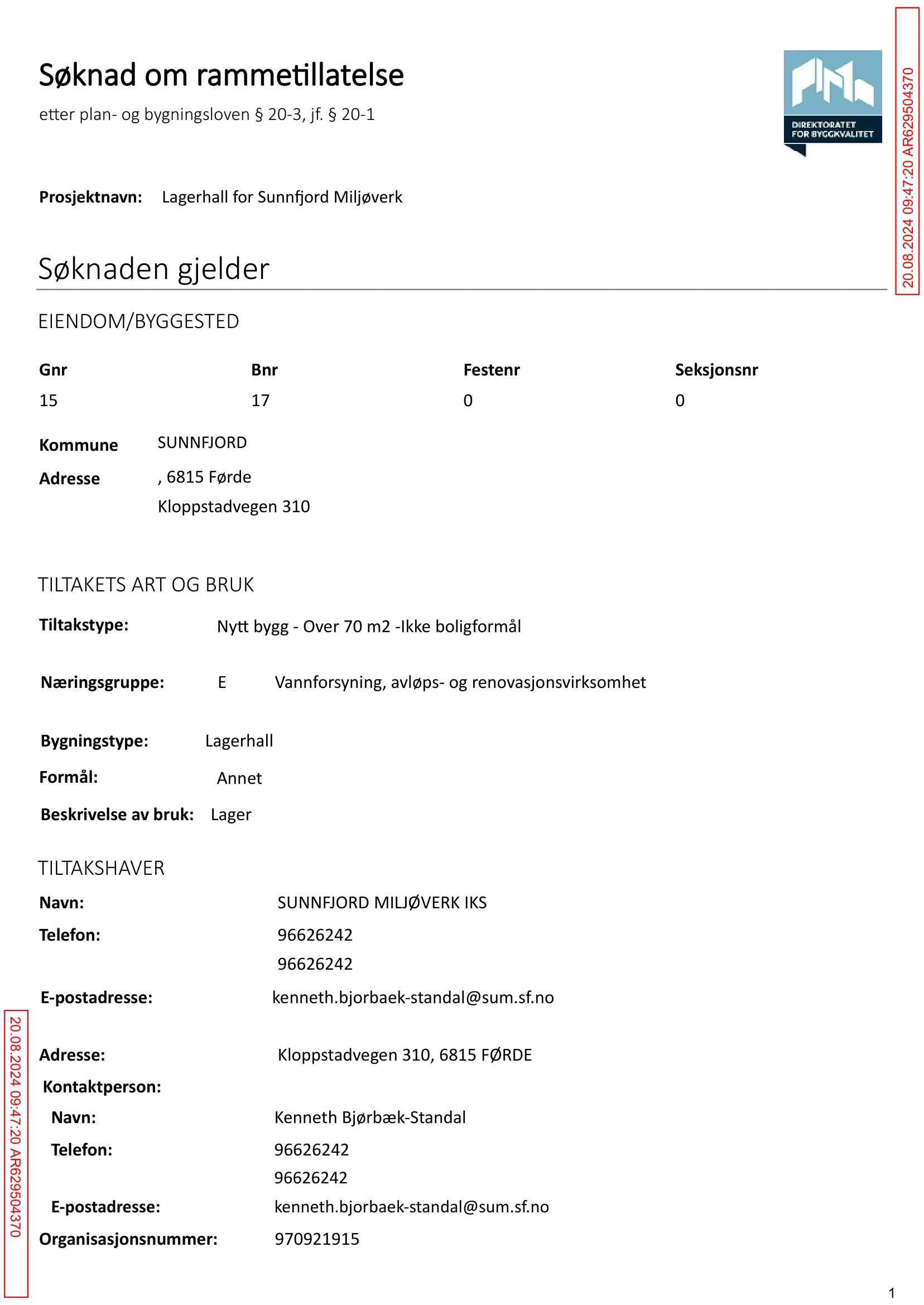 Søknad om rammetillatelse