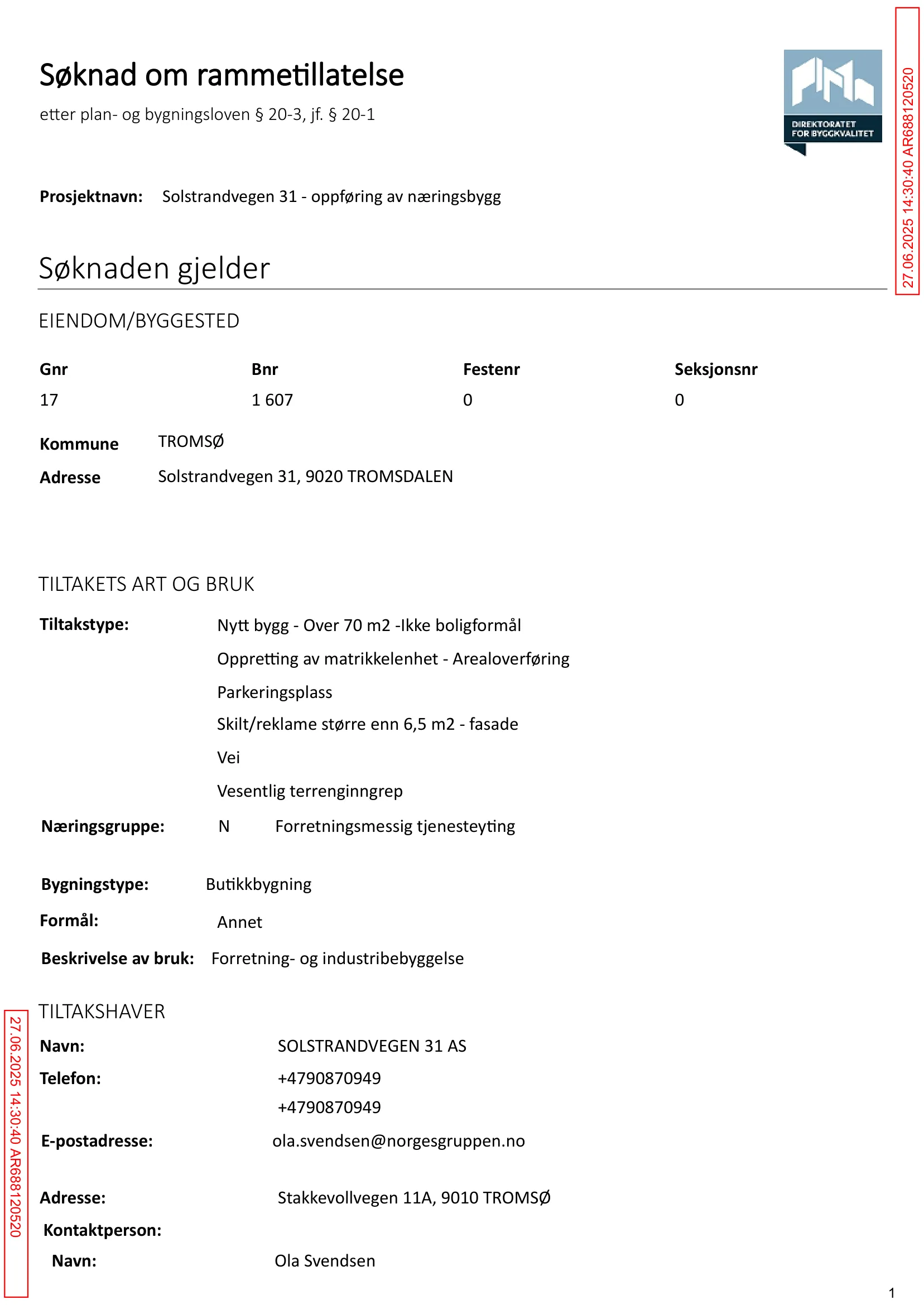 Søknad om rammetillatelse