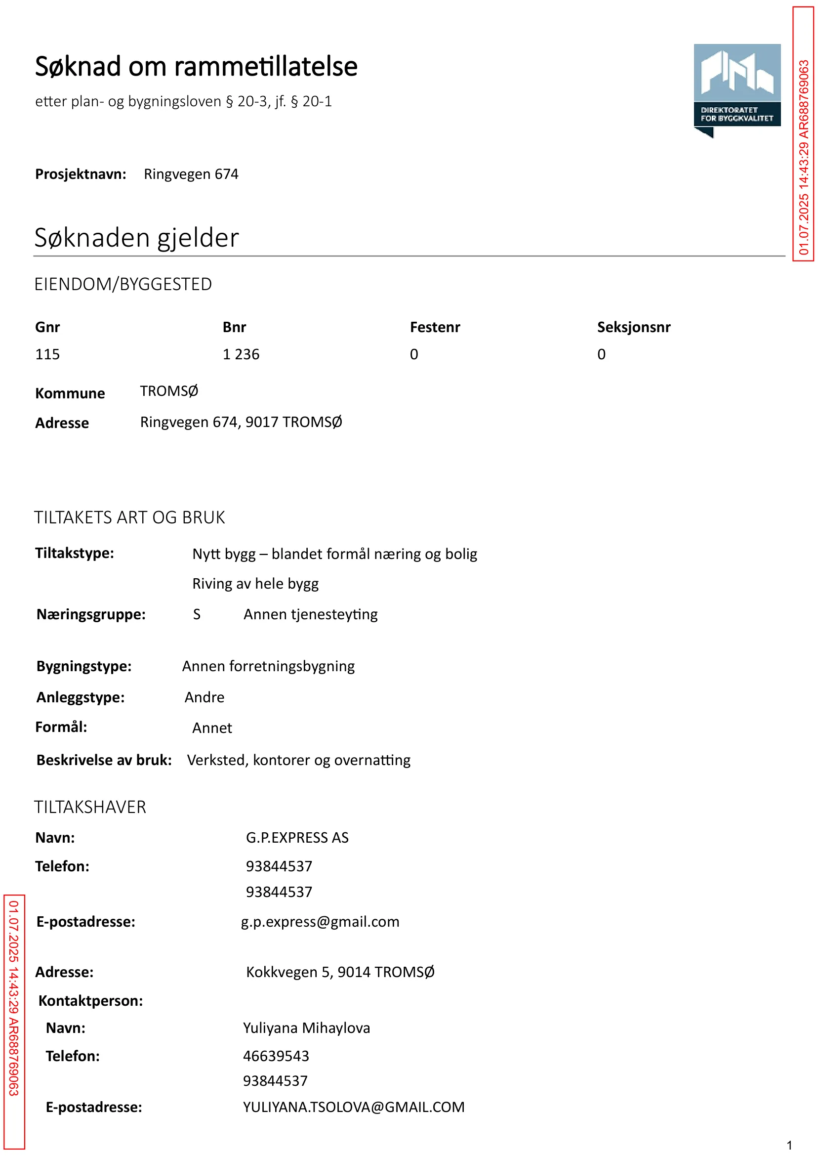 Søknad om rammetillatelse