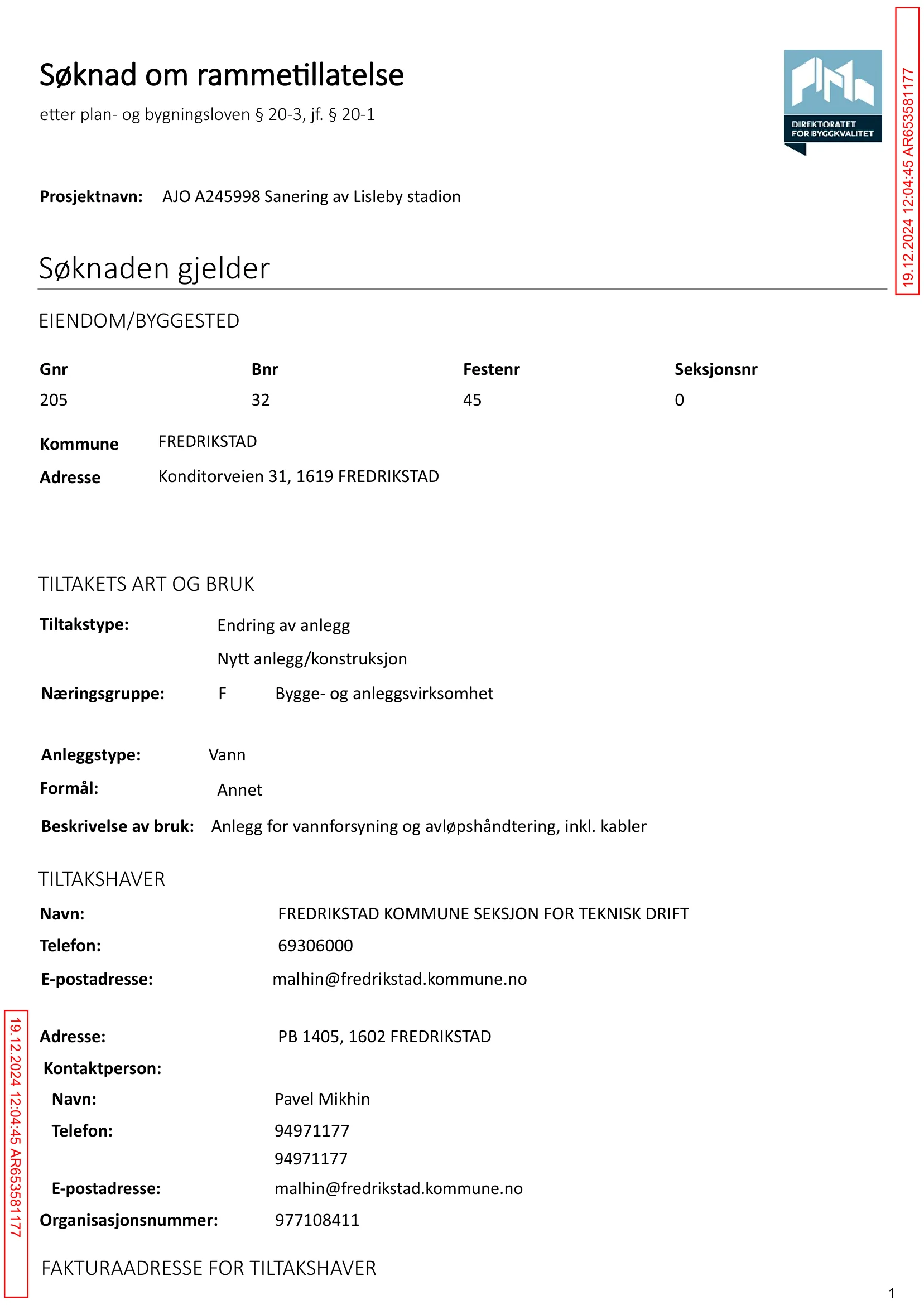 Søknad om rammetillatelse