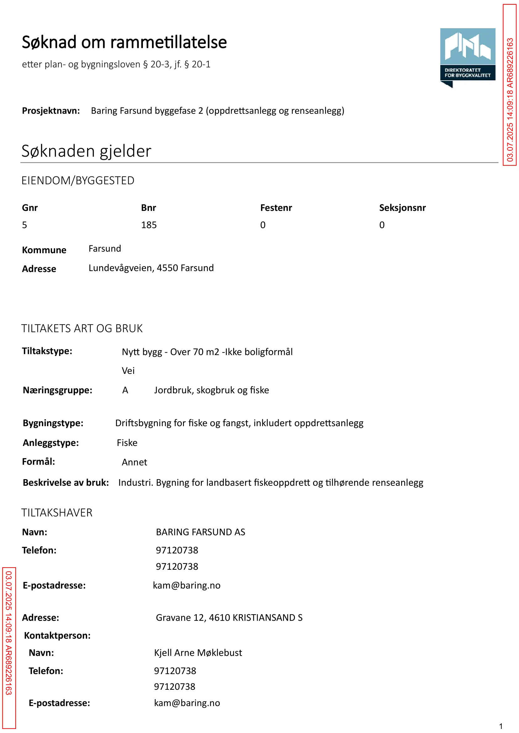 Søknad om rammetillatelse