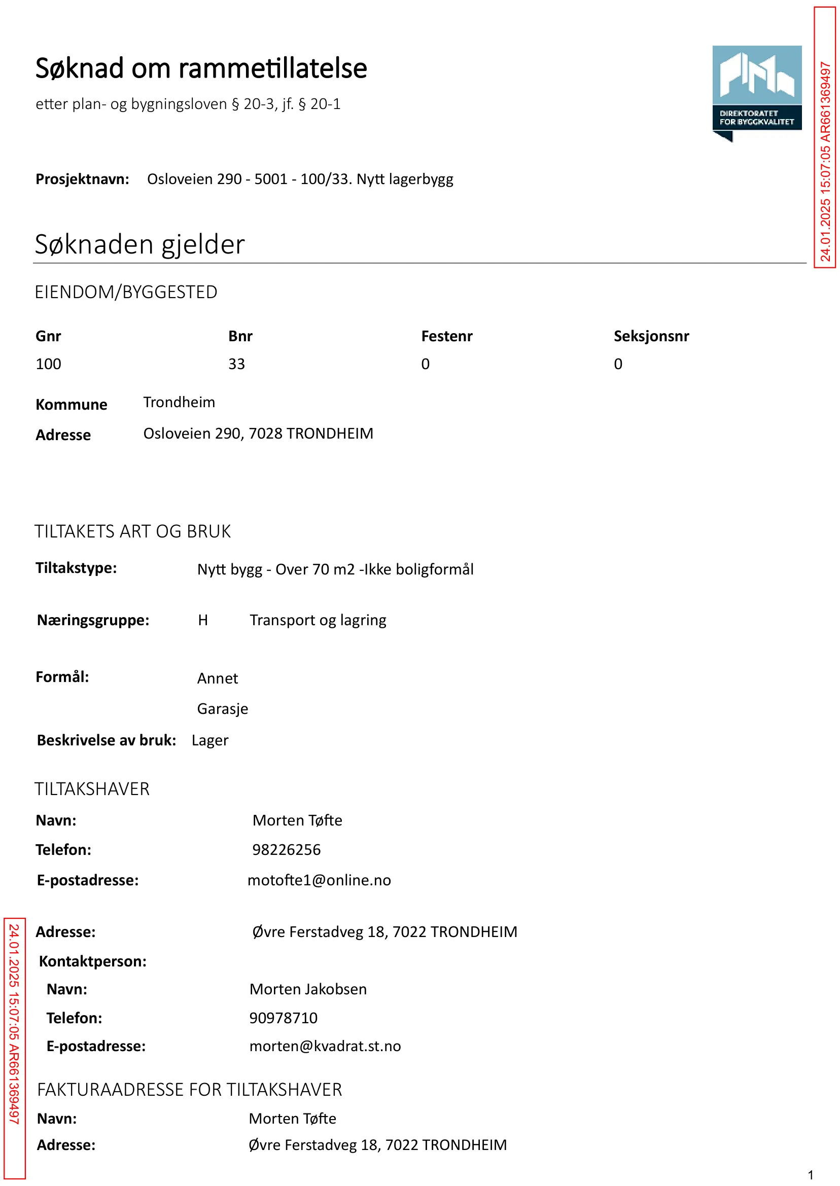 Søknad om rammetillatelse