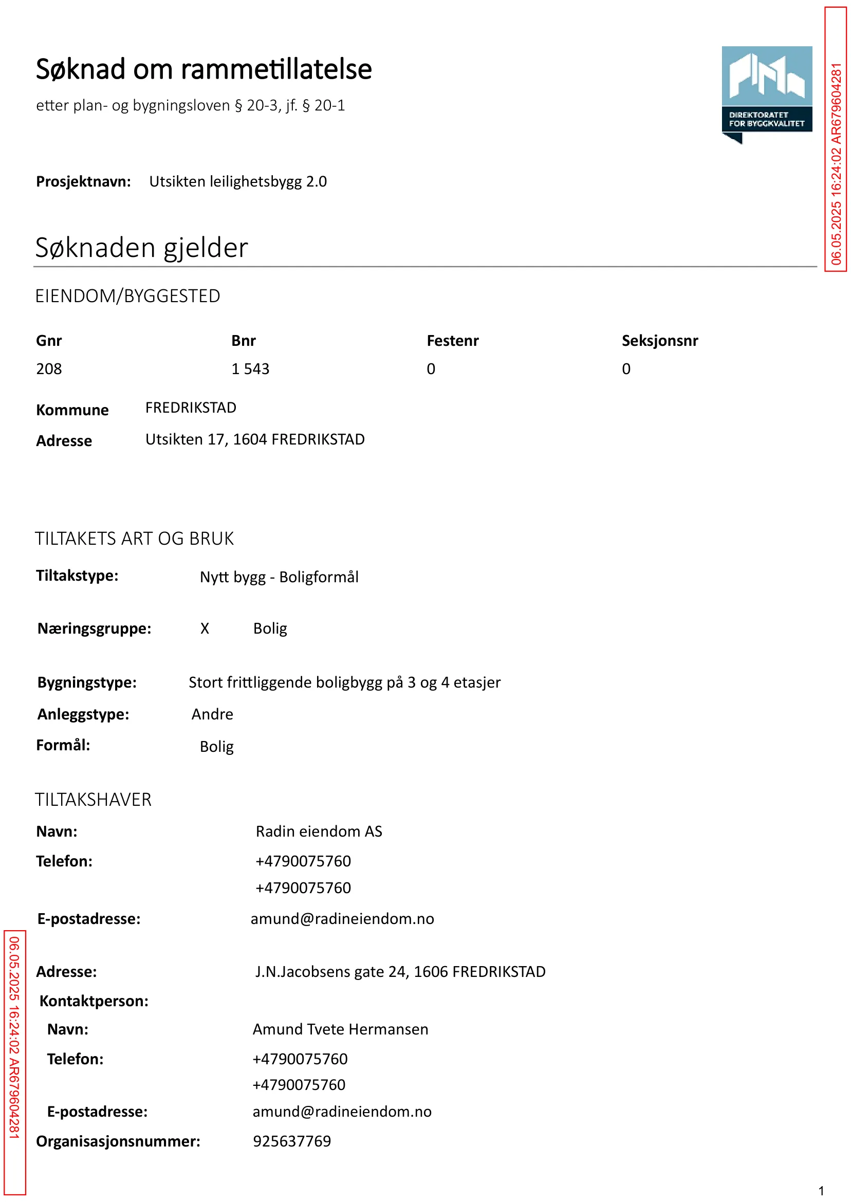 Søknad om rammetillatelse