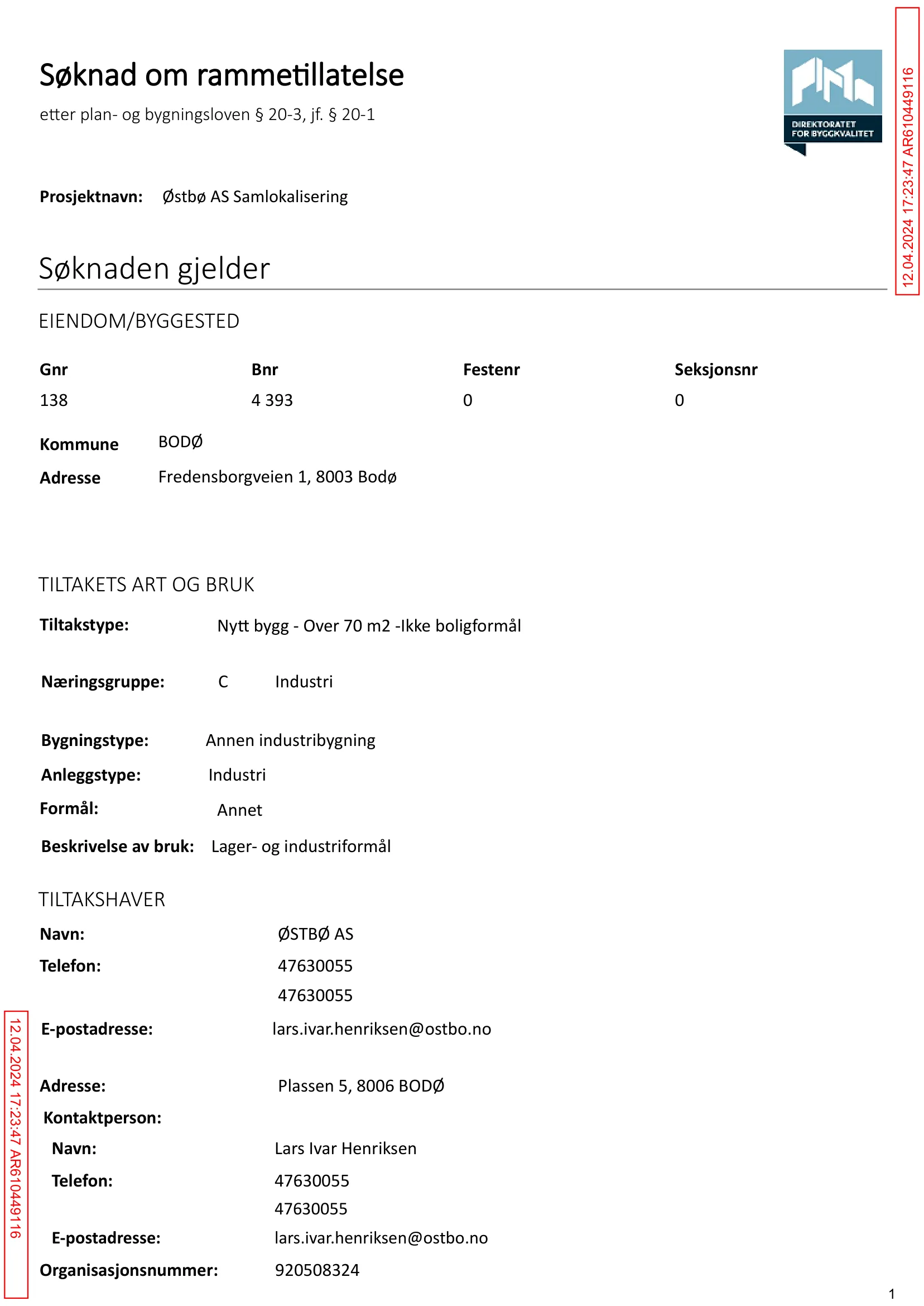 Søknad om rammetillatelse