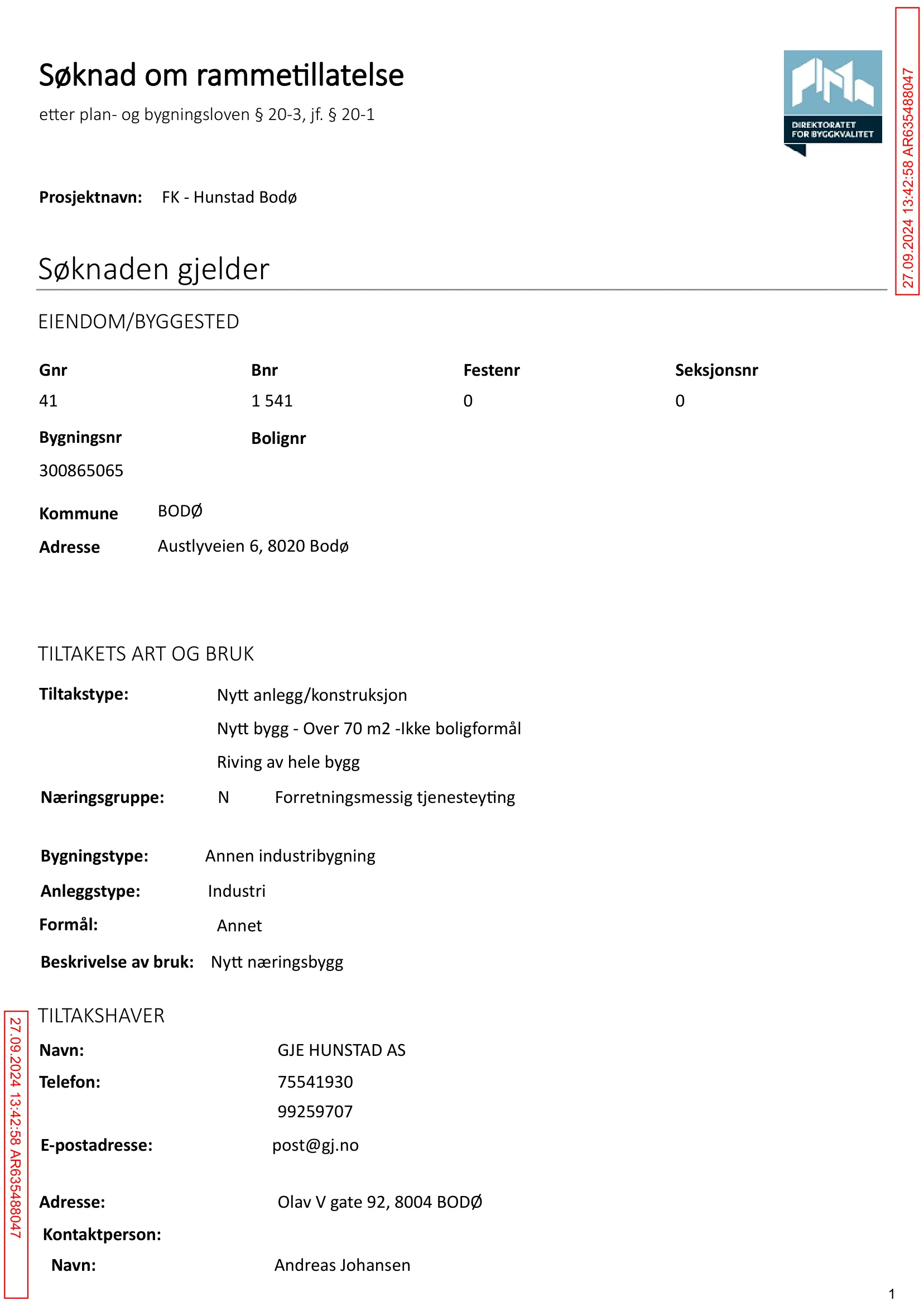 Søknad om rammetillatelse
