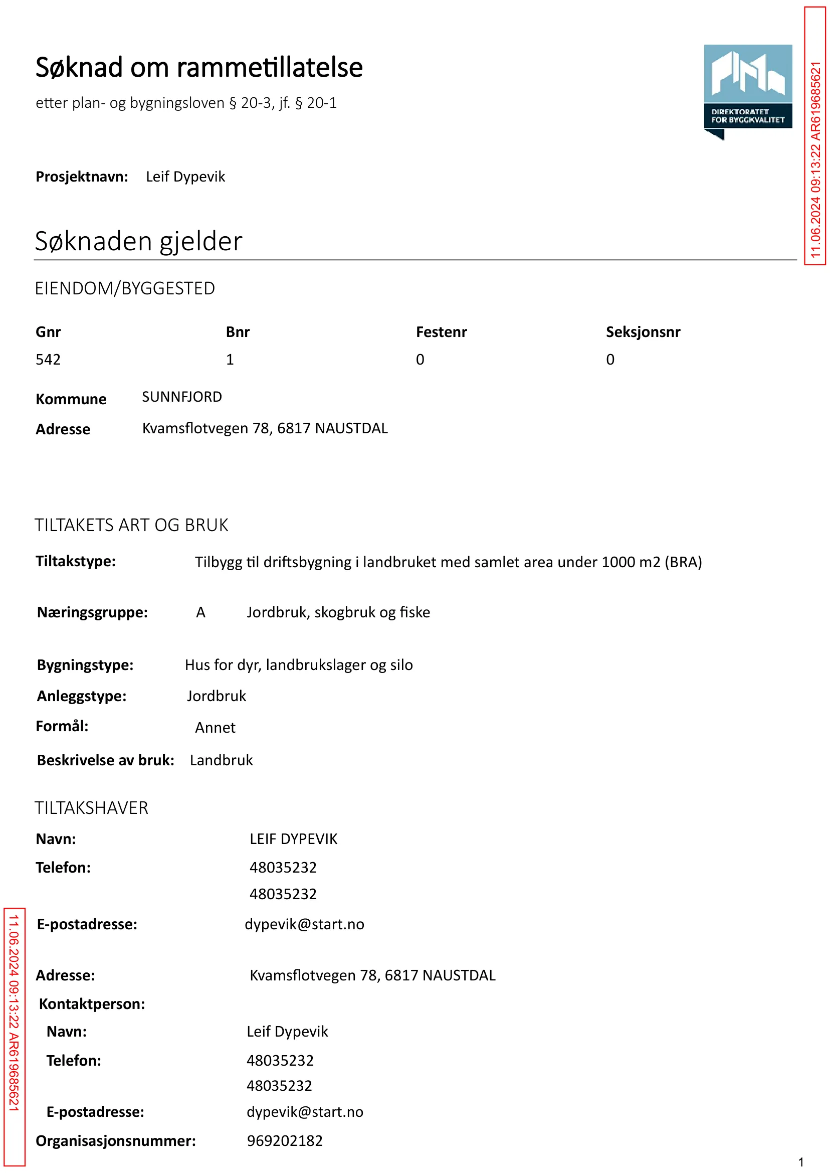 Søknad om rammetillatelse