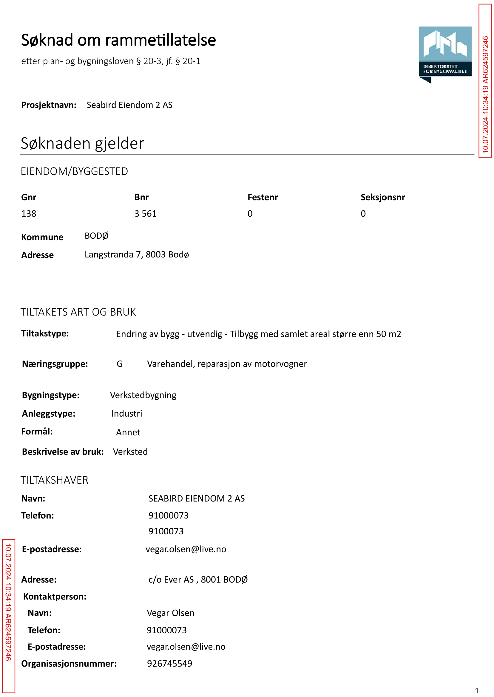 Søknad om rammetillatelse