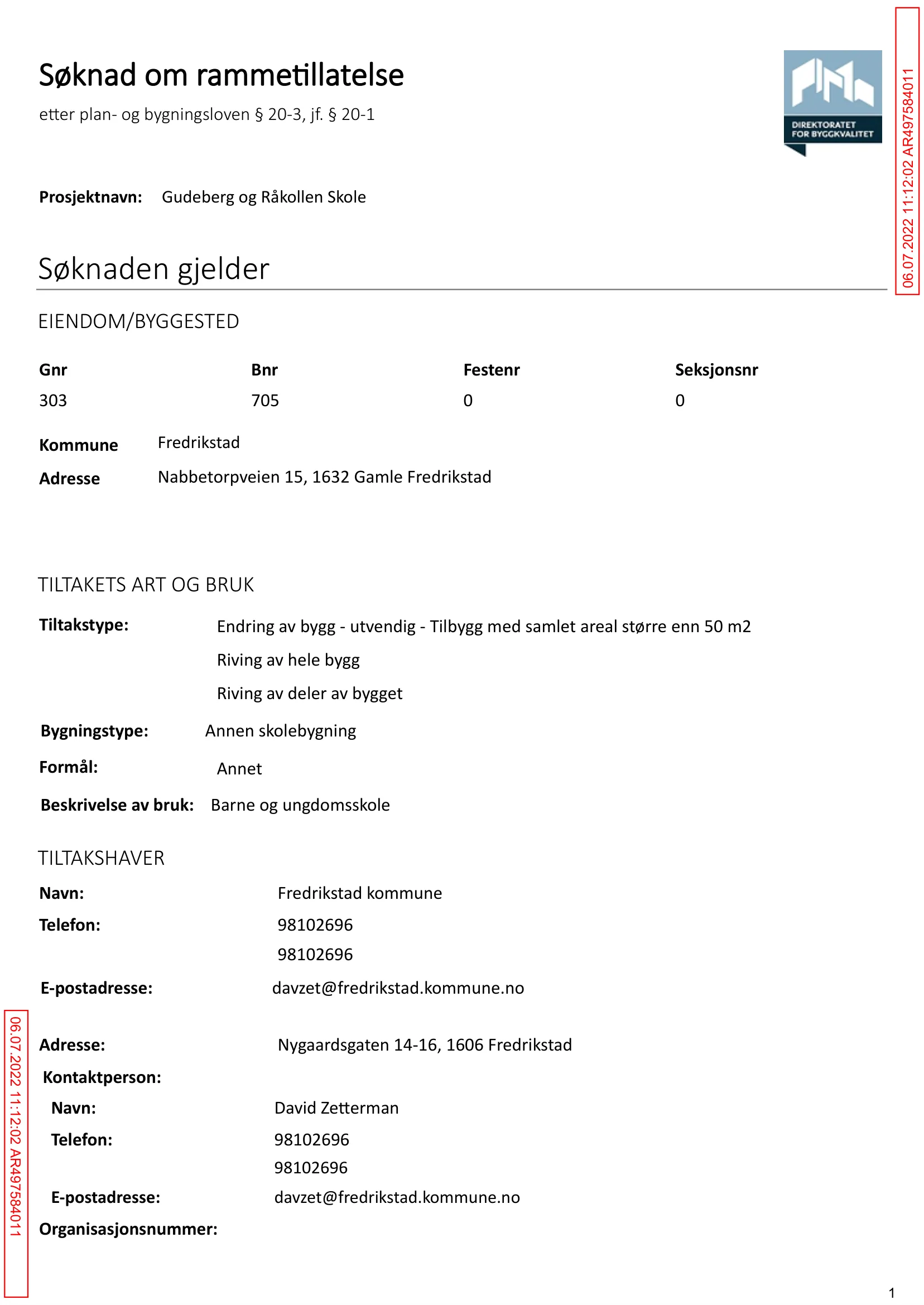 Søknad om rammetillatelse