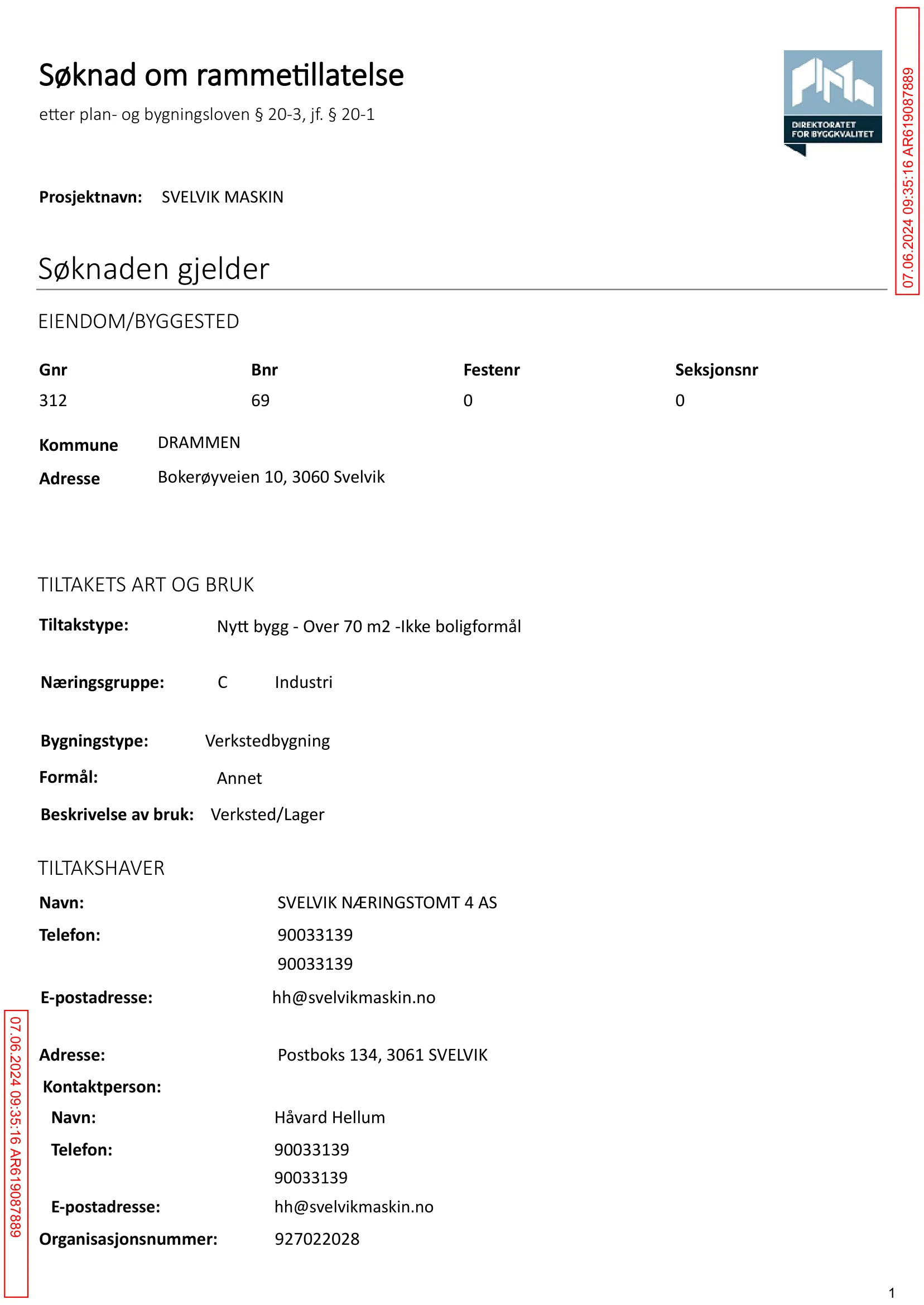 Søknad om rammetillatelse