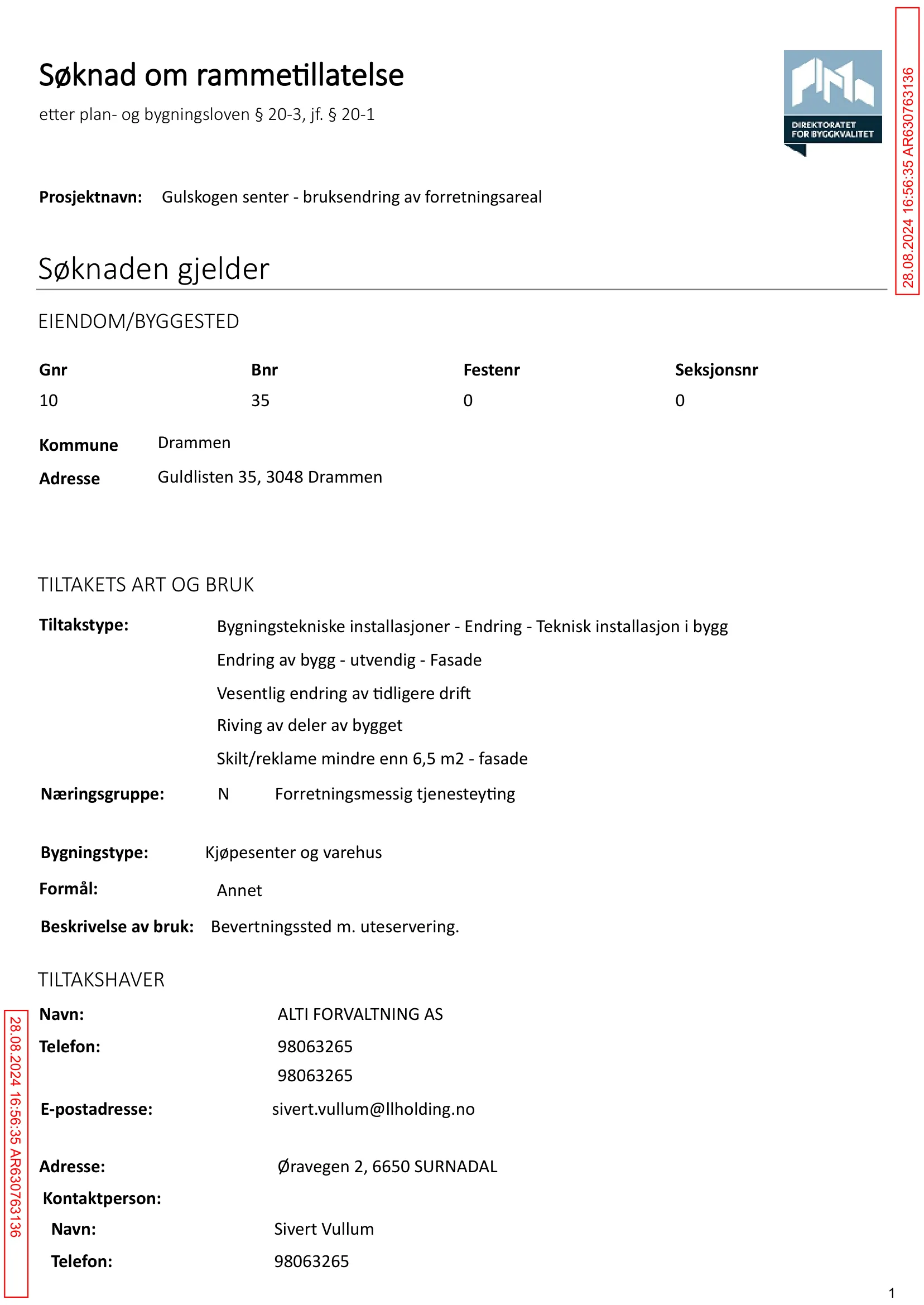 Søknad om rammetillatelse