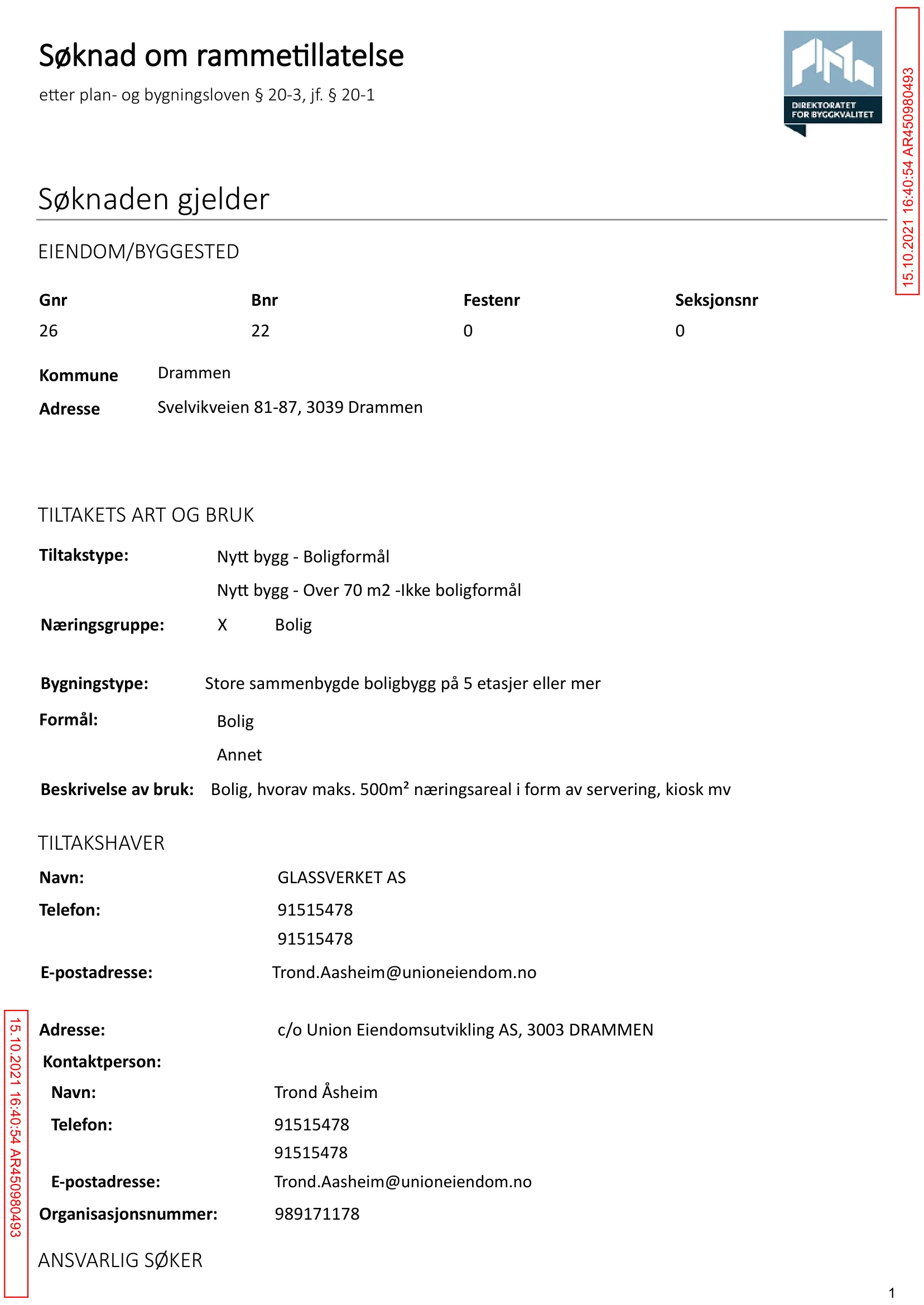 Søknad om rammetillatelse