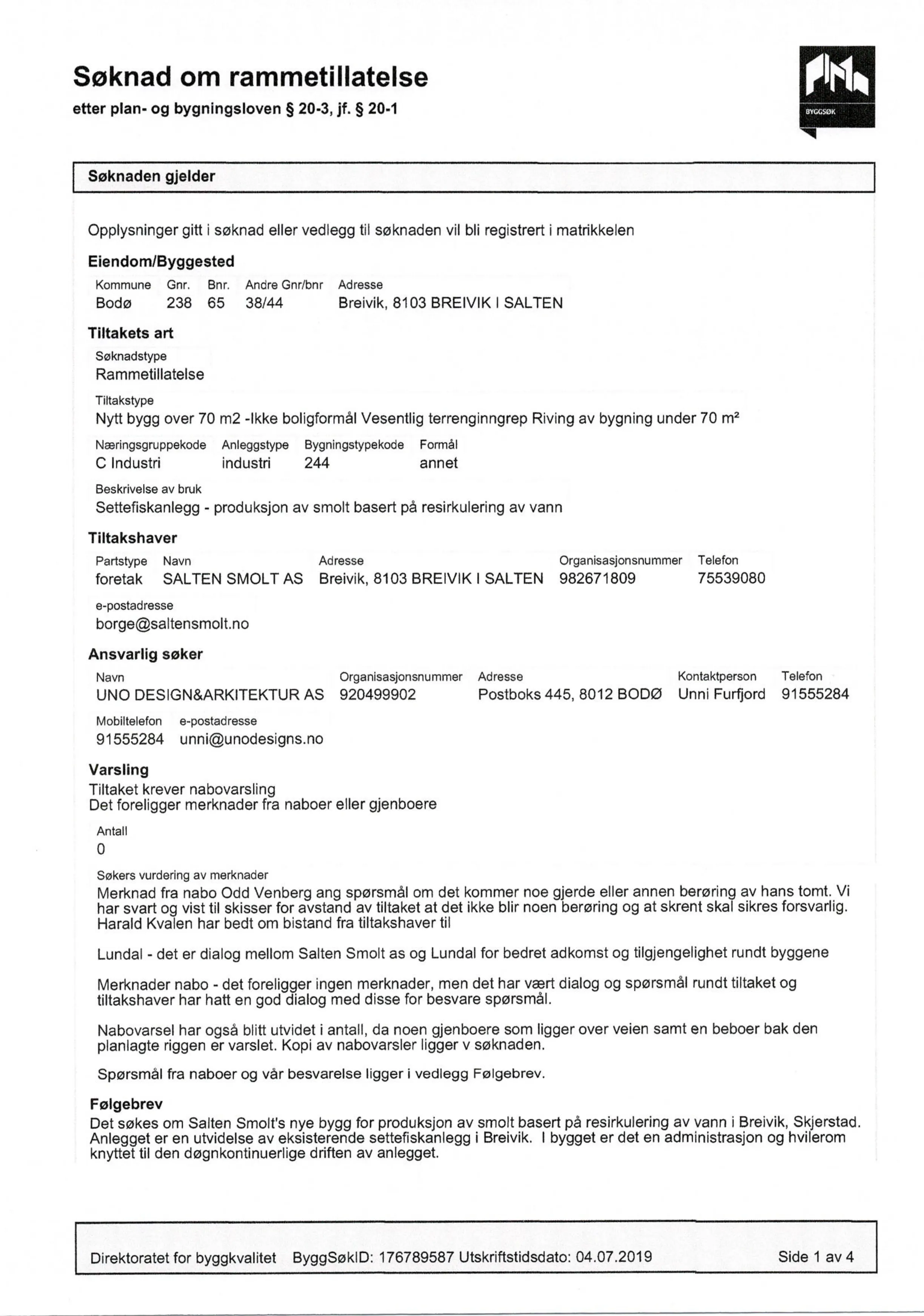 Søknad om rammetillatelse