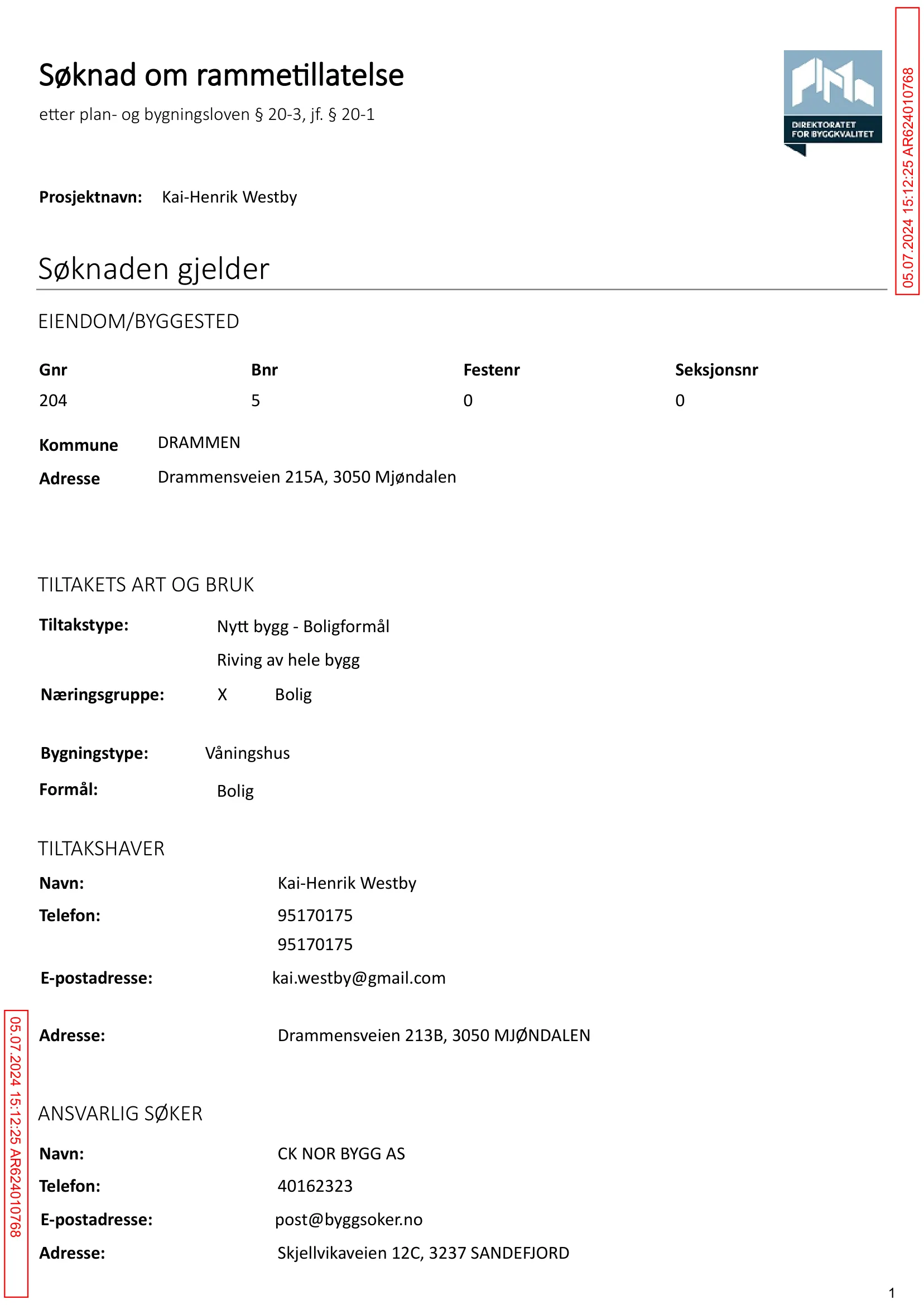 Søknad om rammetillatelse