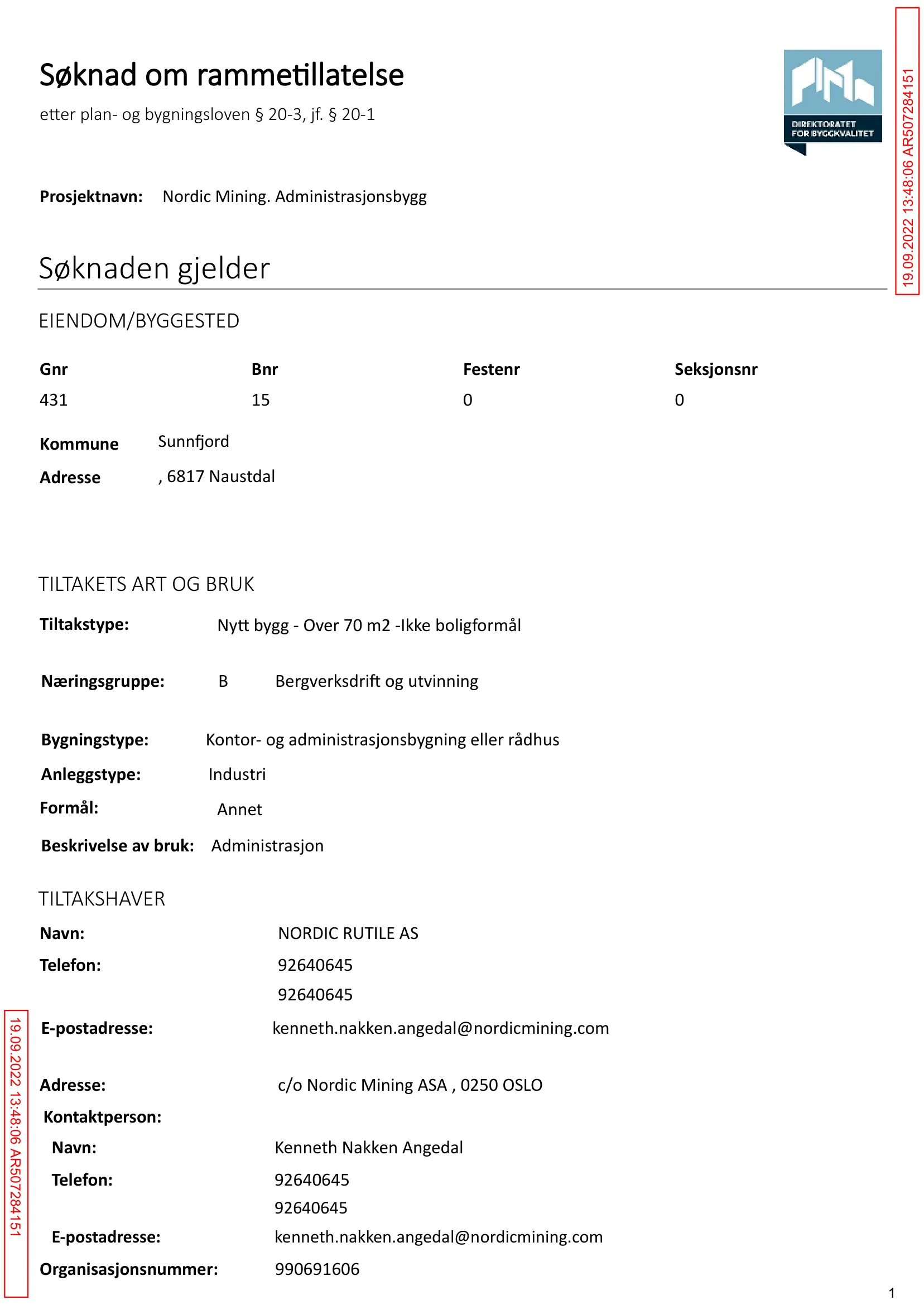 Søknad om rammetillatelse